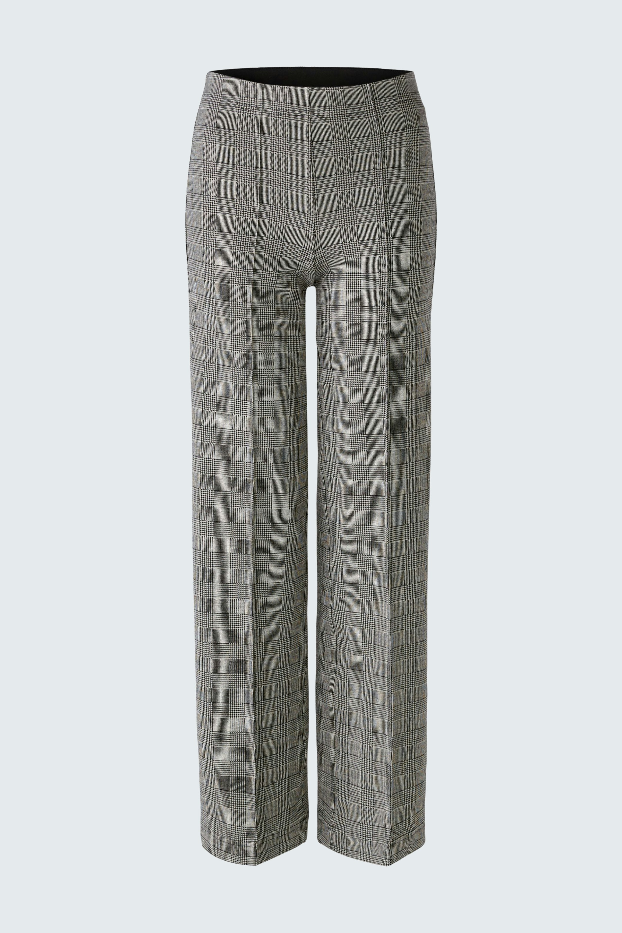 Elegante Damen-Hose in grauem Karomuster, weit geschnitten für einen modernen Look.