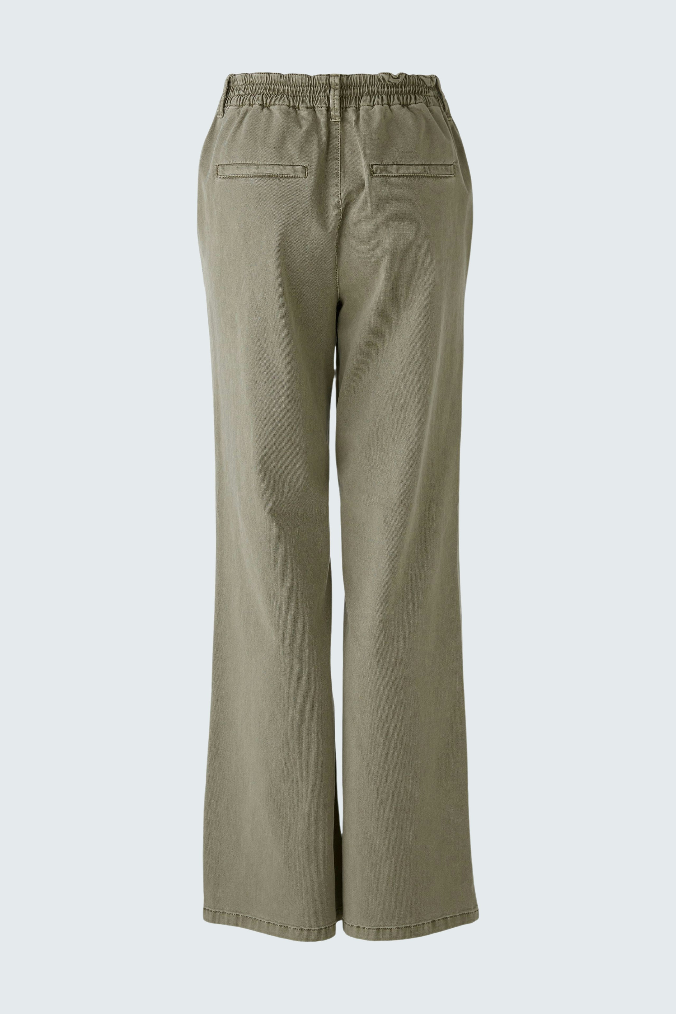 Stylish women's trousers in olive green with a relaxed fit and elastic waistband.