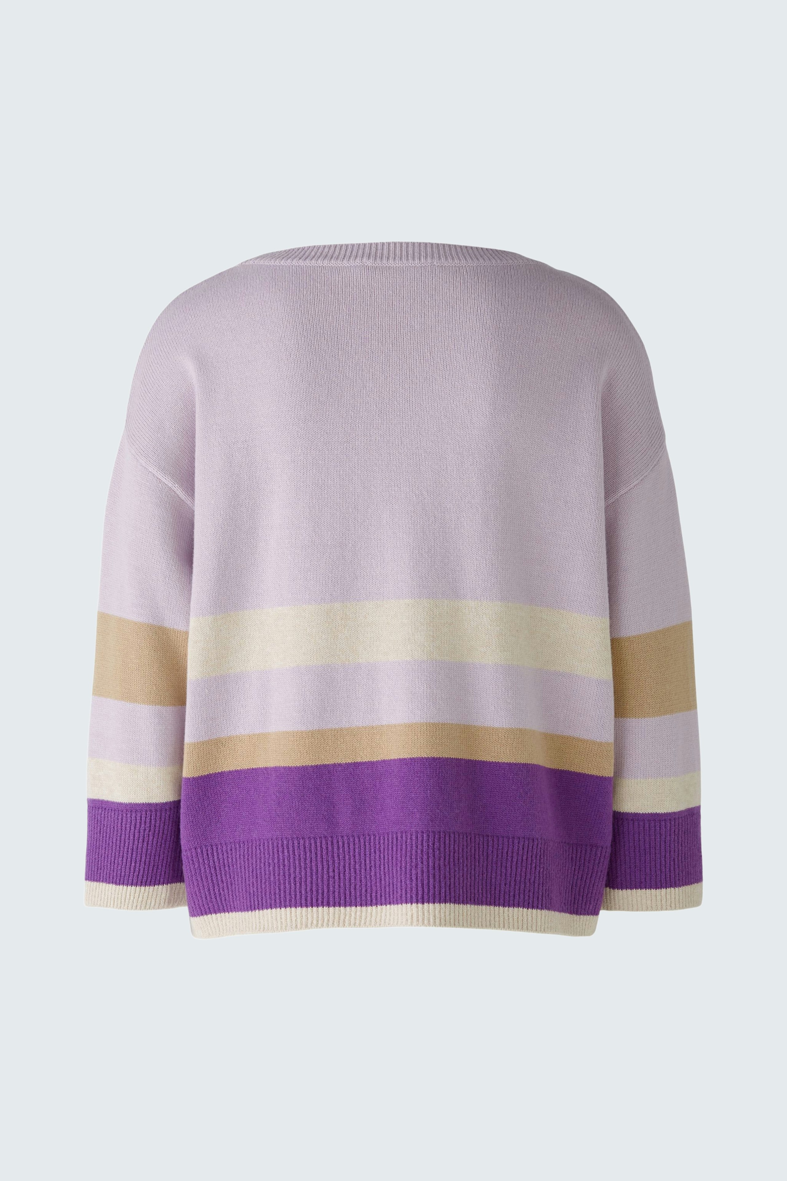 Damen-Pullover in sanften Farben mit breiten Streifen, lässig und modern.