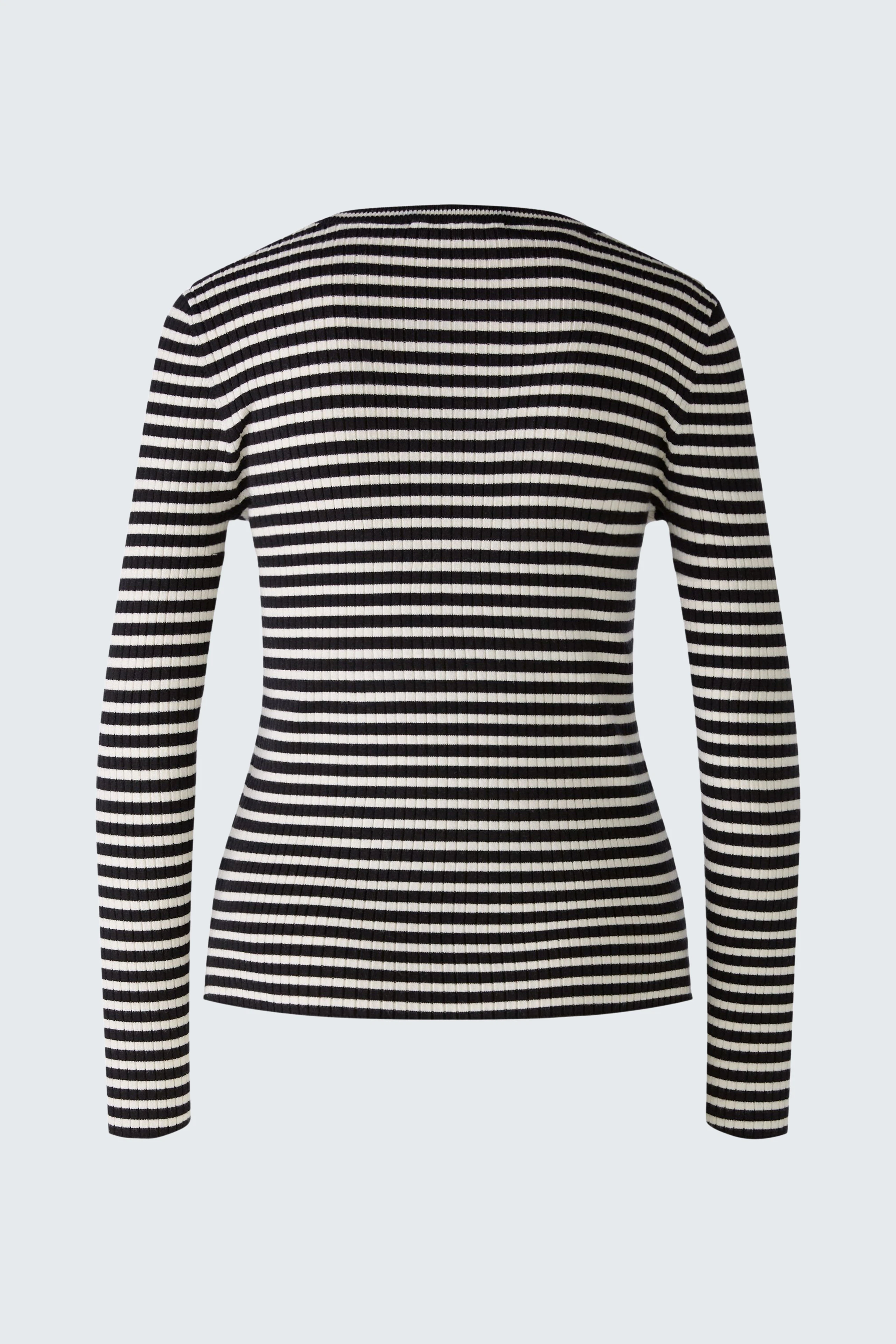 Damen-Pullover: Schwarz-weißer gestreifter Pullover mit langem Arm, ideal für lässige Outfits.