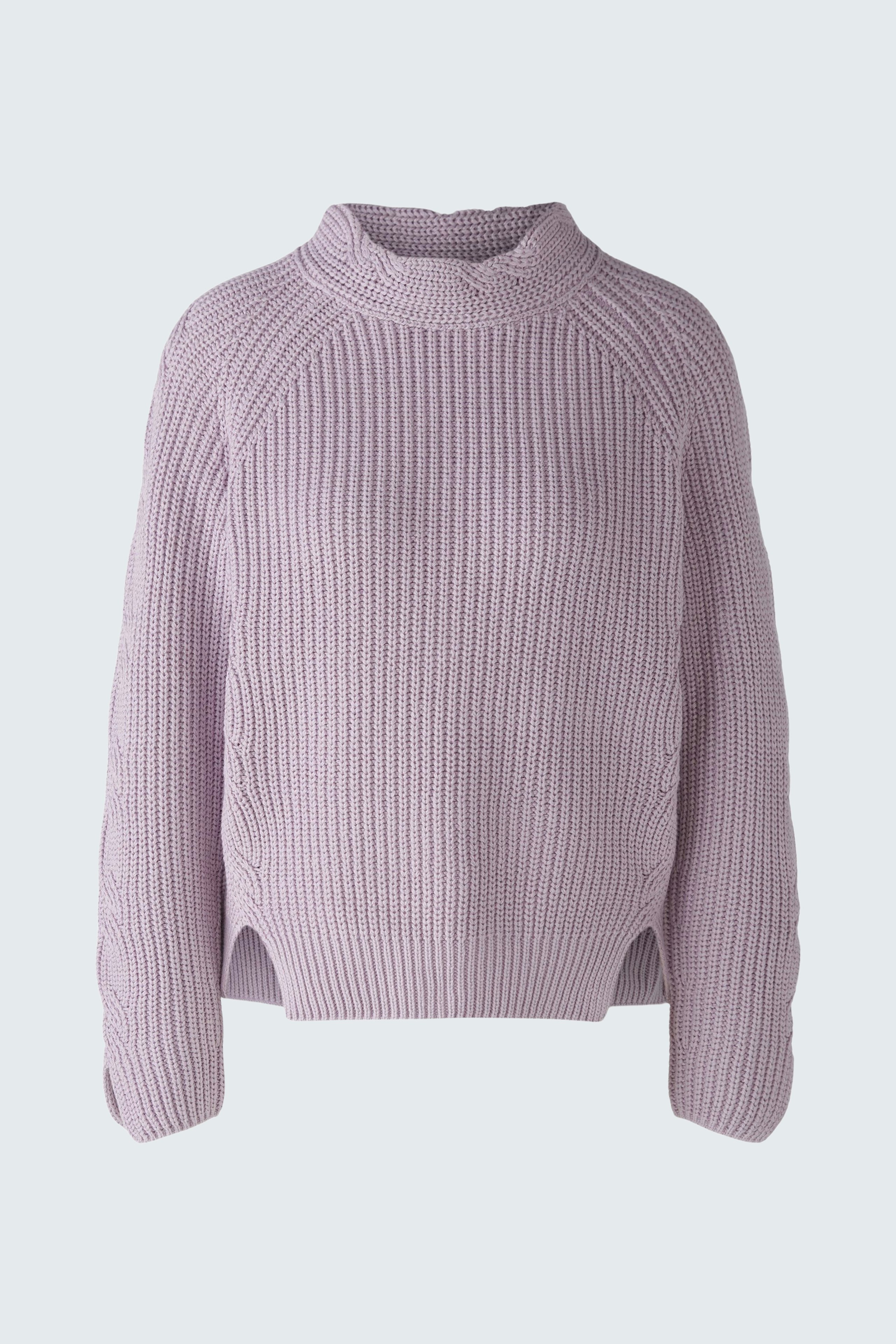 Cozy women's pullover in soft lavender with a relaxed fit and stylish ribbed texture.