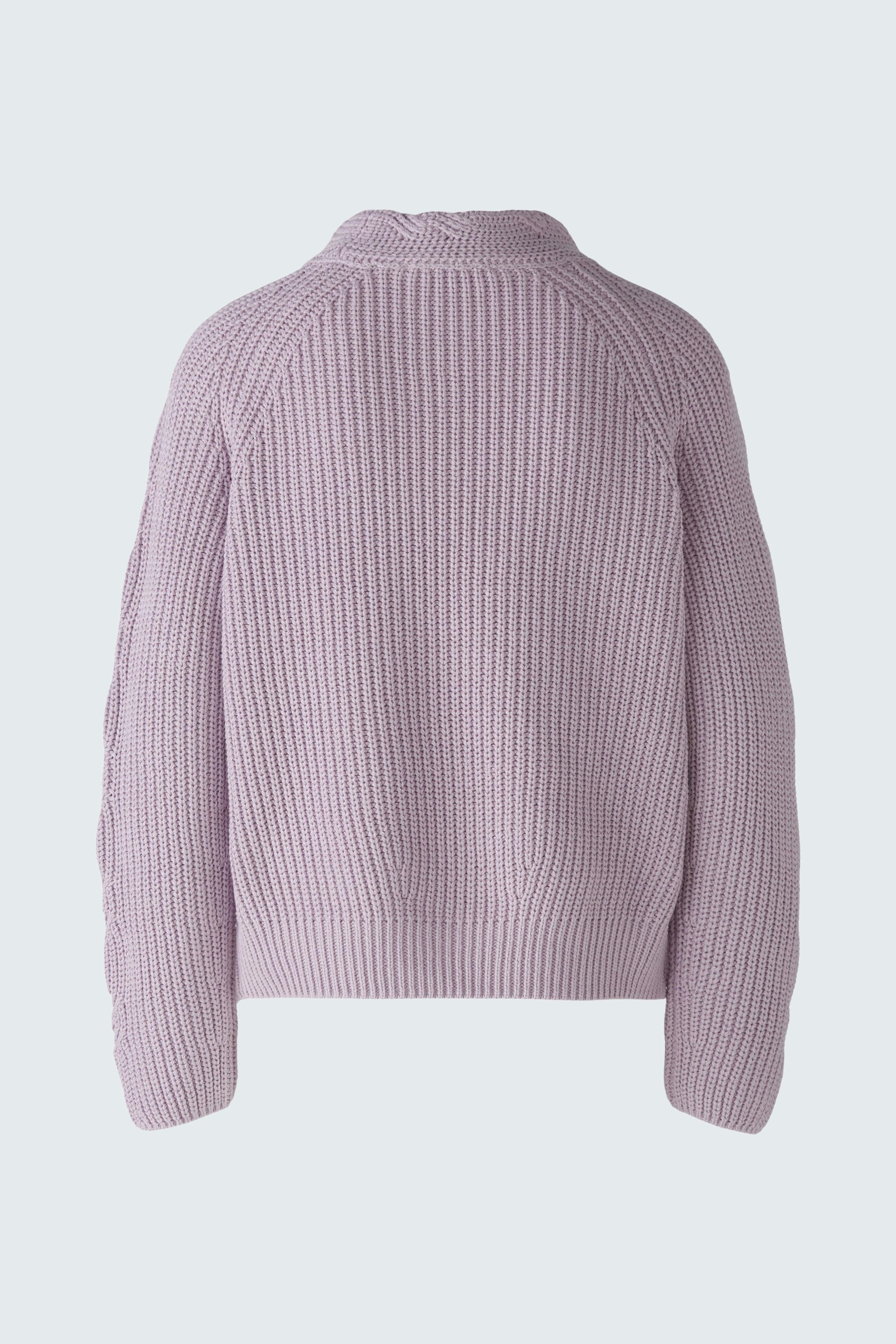 Cozy women's pullover in soft lilac, featuring a textured knit and relaxed fit.