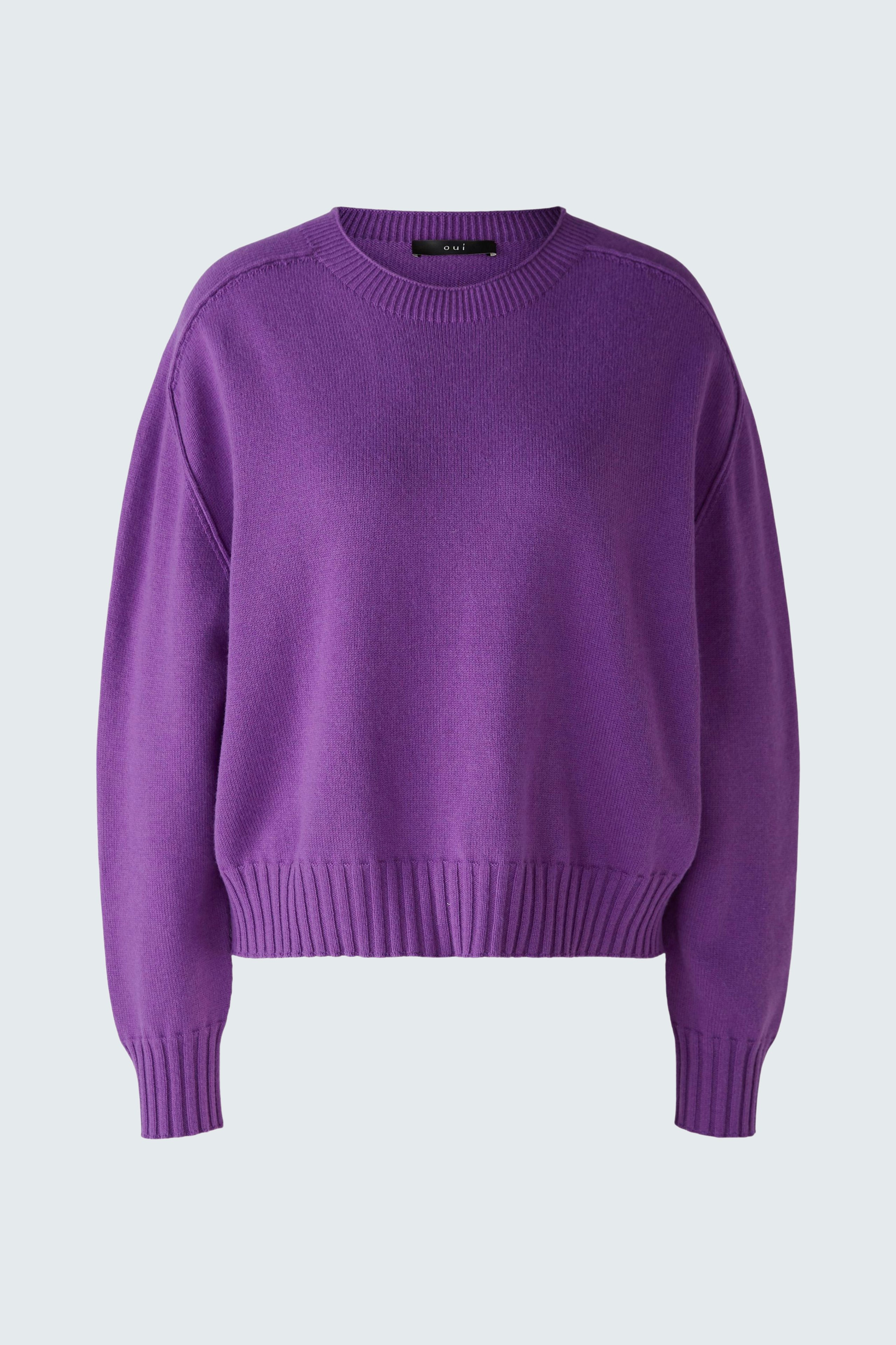 Cozy purple pullover: A stylish women's pullover with a relaxed fit and ribbed hem.
