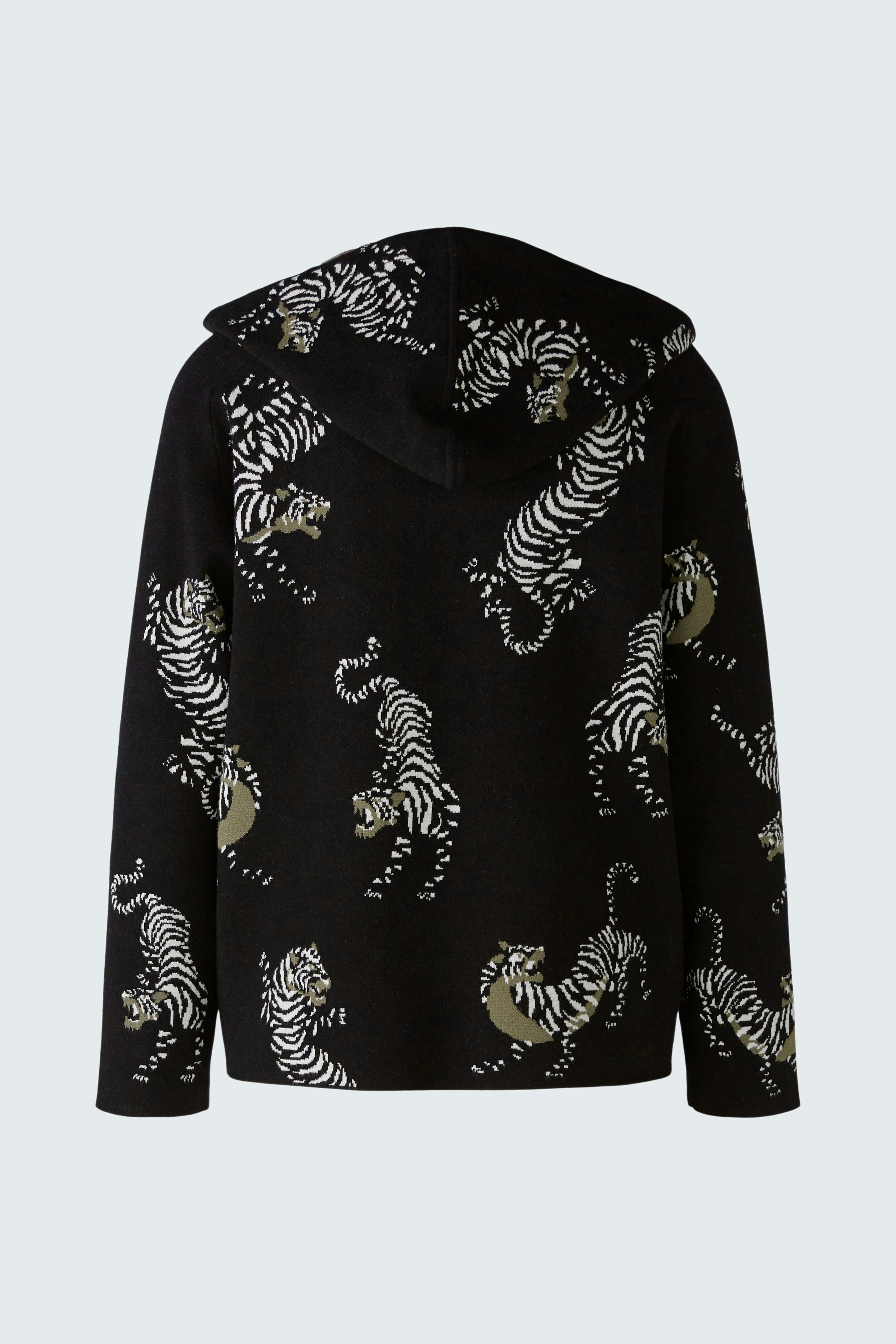 Stylish women's hoodie with a playful tiger print, perfect for casual outings.