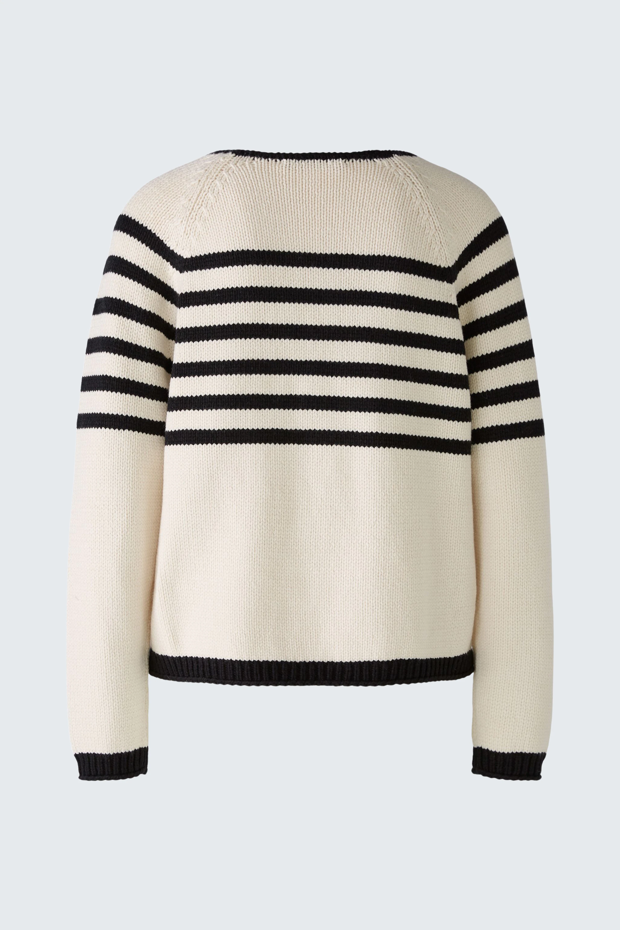 Stylish women's pullover: Cream with black stripes, perfect for casual outfits.