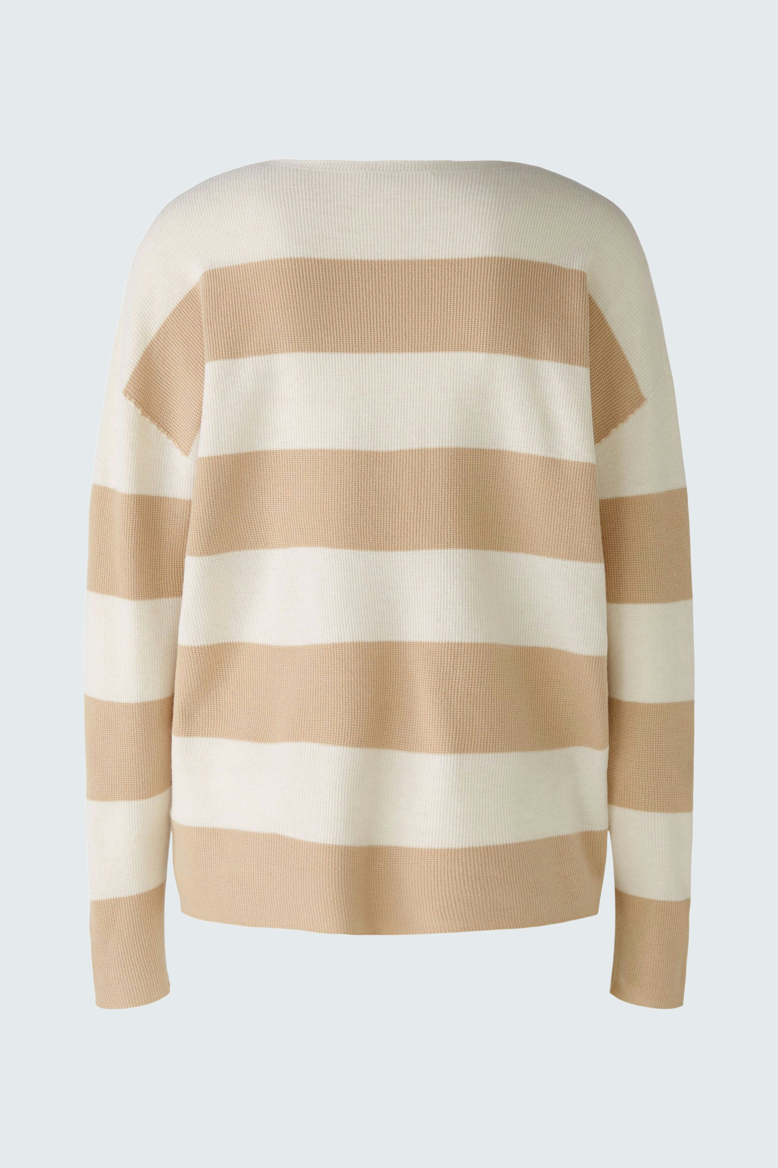 Stylish women's pullover: Cream and beige striped design, perfect for casual wear.