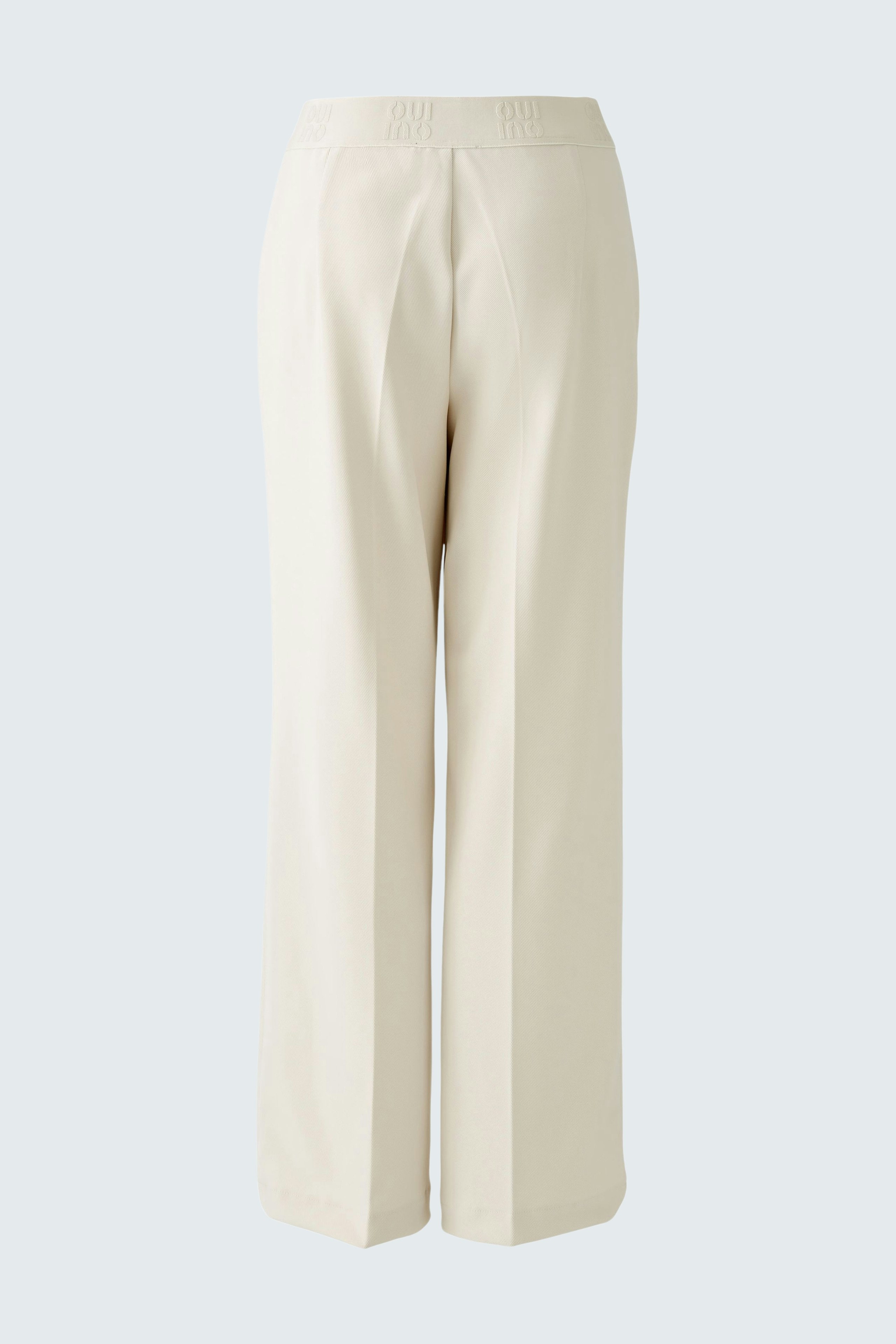Elegante Damen-Hose in hellem Beige mit weitem Schnitt und lässigem Design.