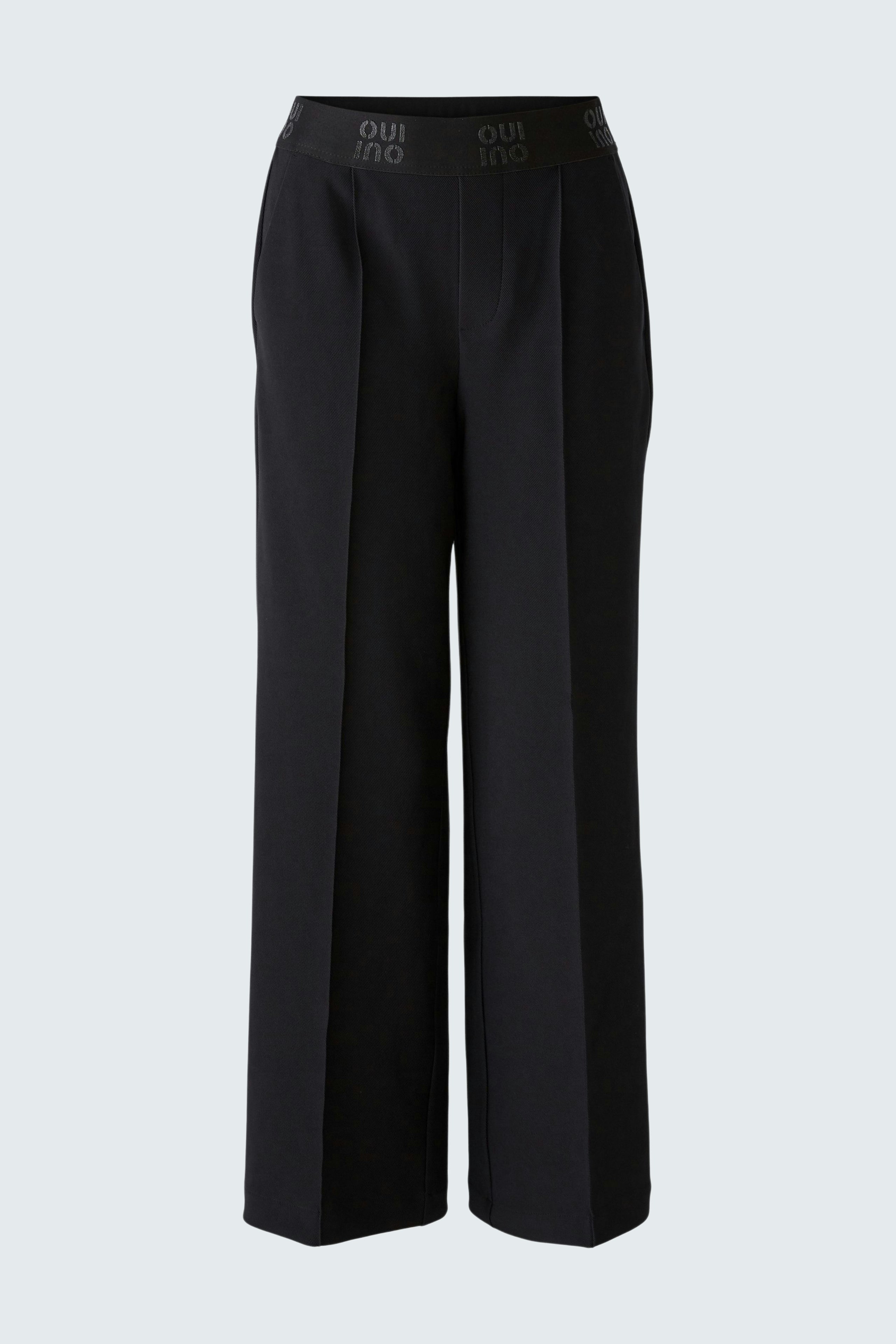 Schicke Damen-Hose: Elegante schwarze Hose mit weitem Schnitt und elastischem Bund.
