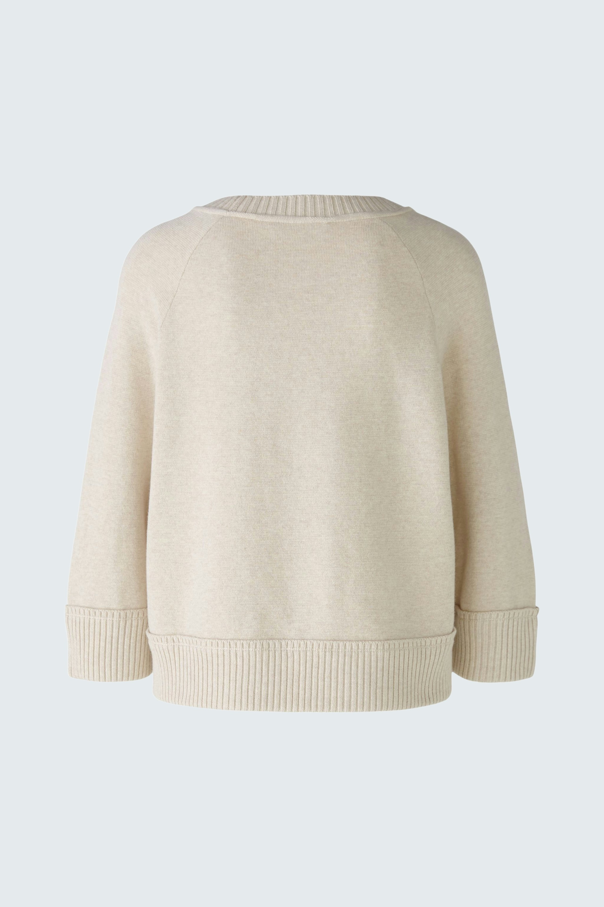 Beiger Damen-Pullover: Weicher, lässiger Schnitt mit Rundhalsausschnitt und breitem Bund.