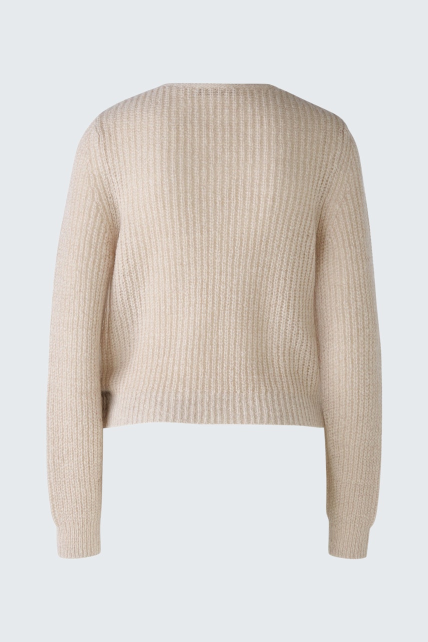 Cozy women's pullover in soft beige with a relaxed fit, perfect for casual layering.