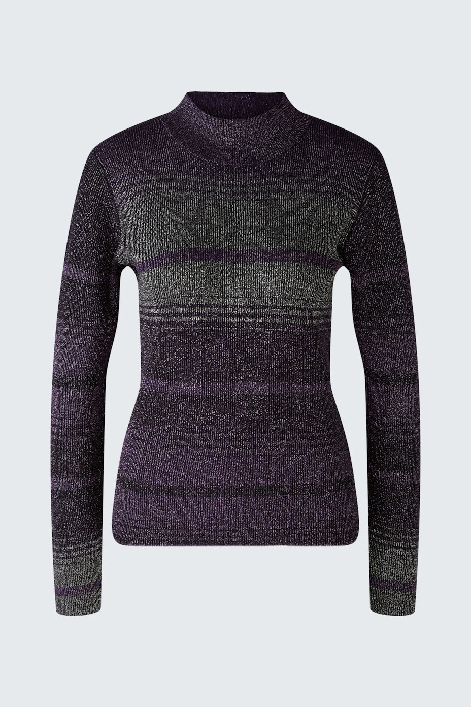 Eleganter Damen-Pullover in lila mit feinen Streifen, ideal für einen modernen Look.