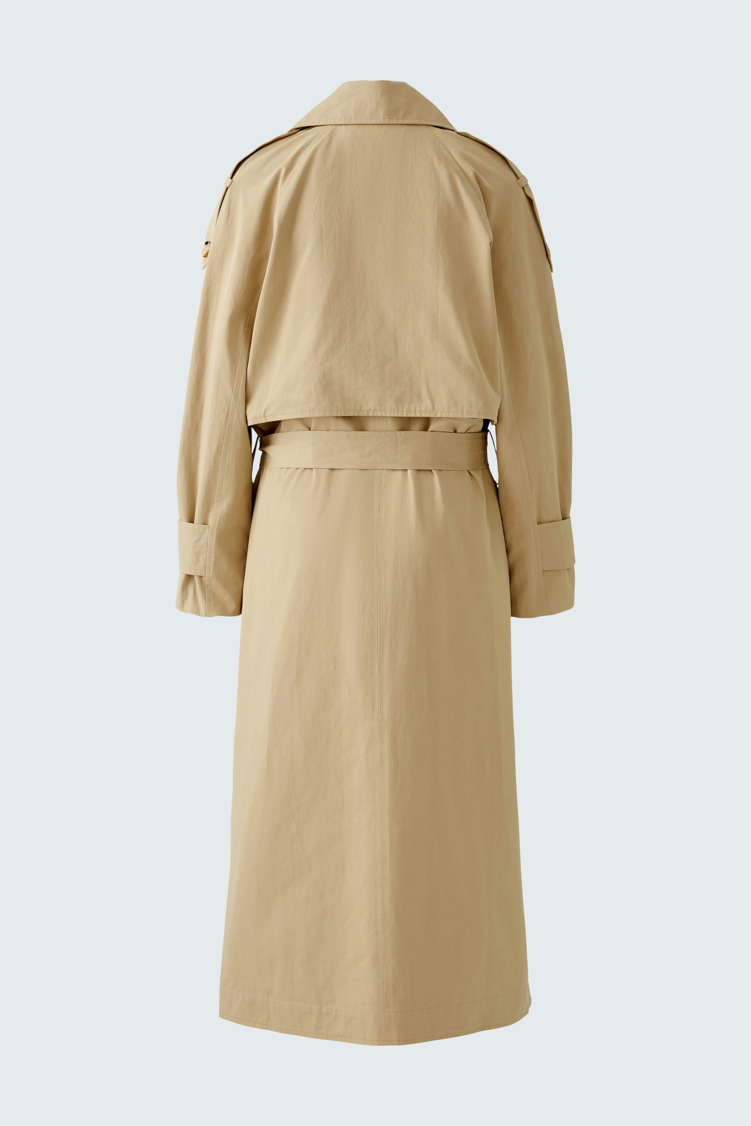 Beiger Trenchcoat: Eleganter Damen-Trenchcoat mit Gürtel und klassischem Schnitt, ideal für jeden Anlass.