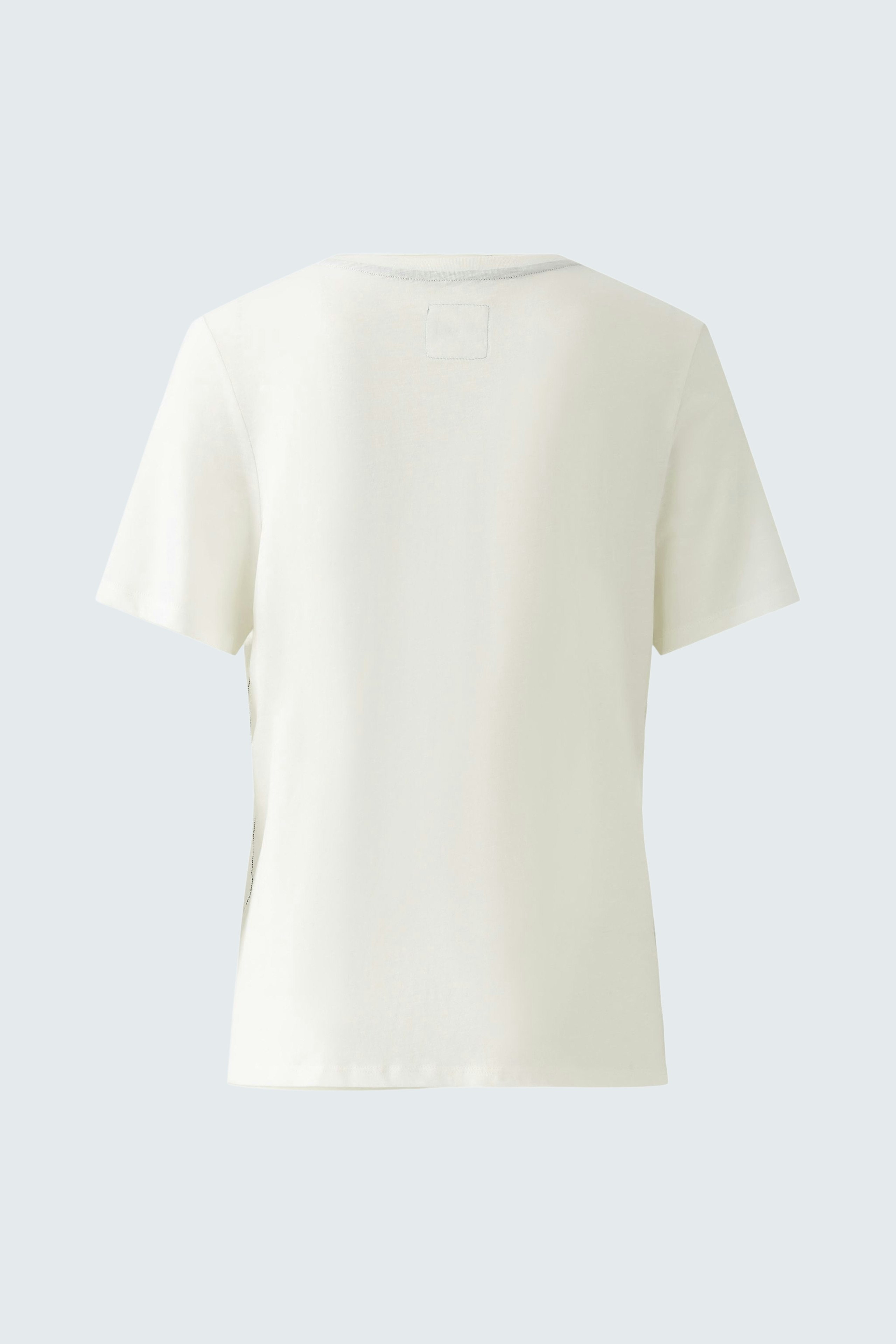 Classic women's T-shirt in soft white fabric, featuring a simple back design.