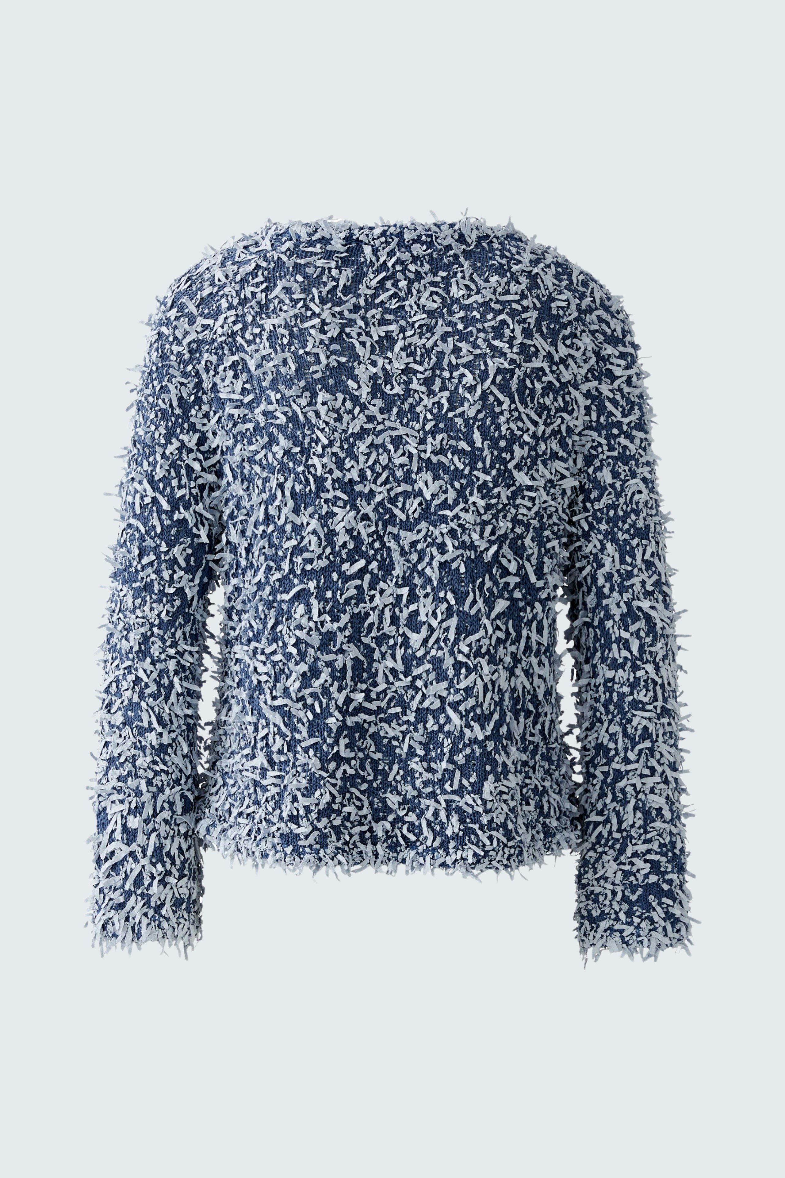 Cozy women's pullover in soft blue with textured design, perfect for casual outfits.