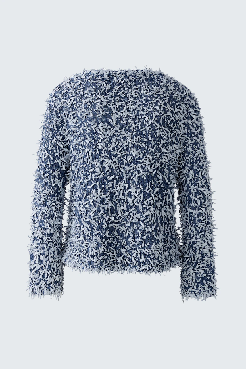 Cozy women's pullover in soft blue with textured design, perfect for casual outfits.