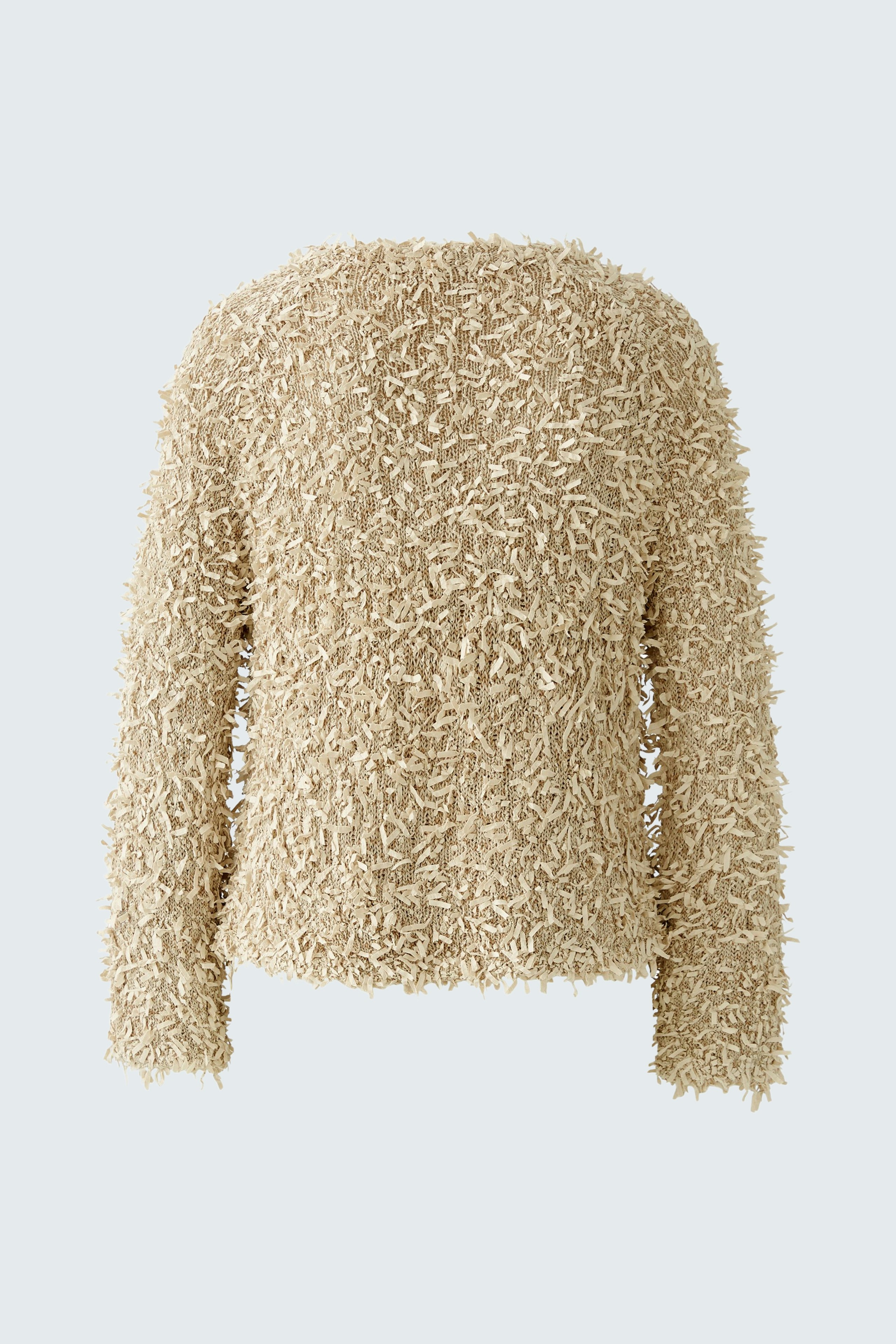 Beiger Damen-Pullover: Weicher, strukturierter Stoff mit lässigem Schnitt für einen modernen Look.