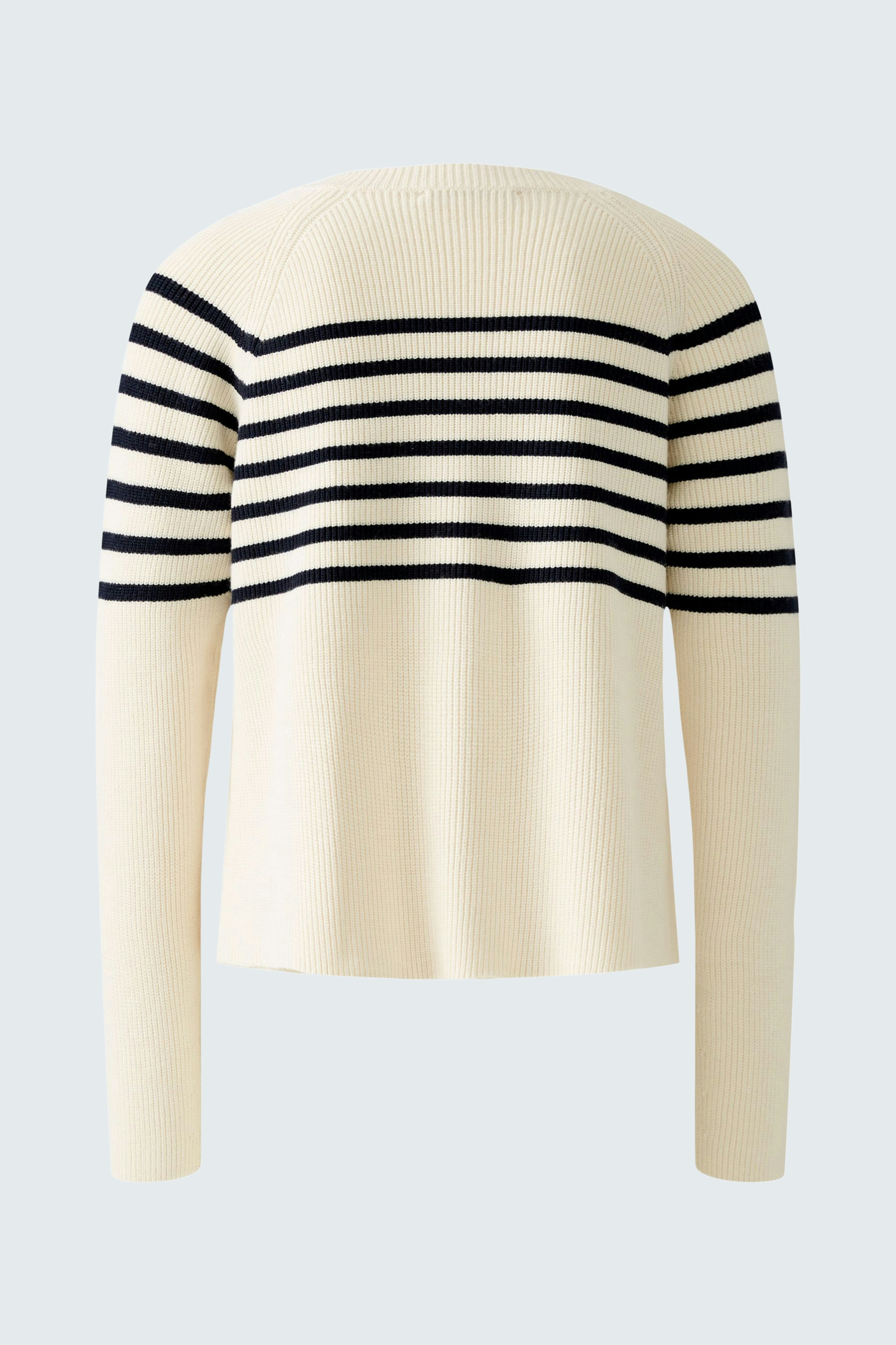 Stylish women's pullover: Cream with navy stripes, perfect for casual outfits.