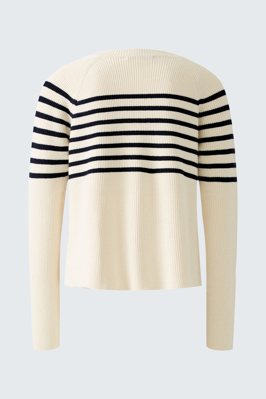 Bequemer Damen-Pullover in Creme mit schwarzen Streifen, ideal für lässige Outfits.