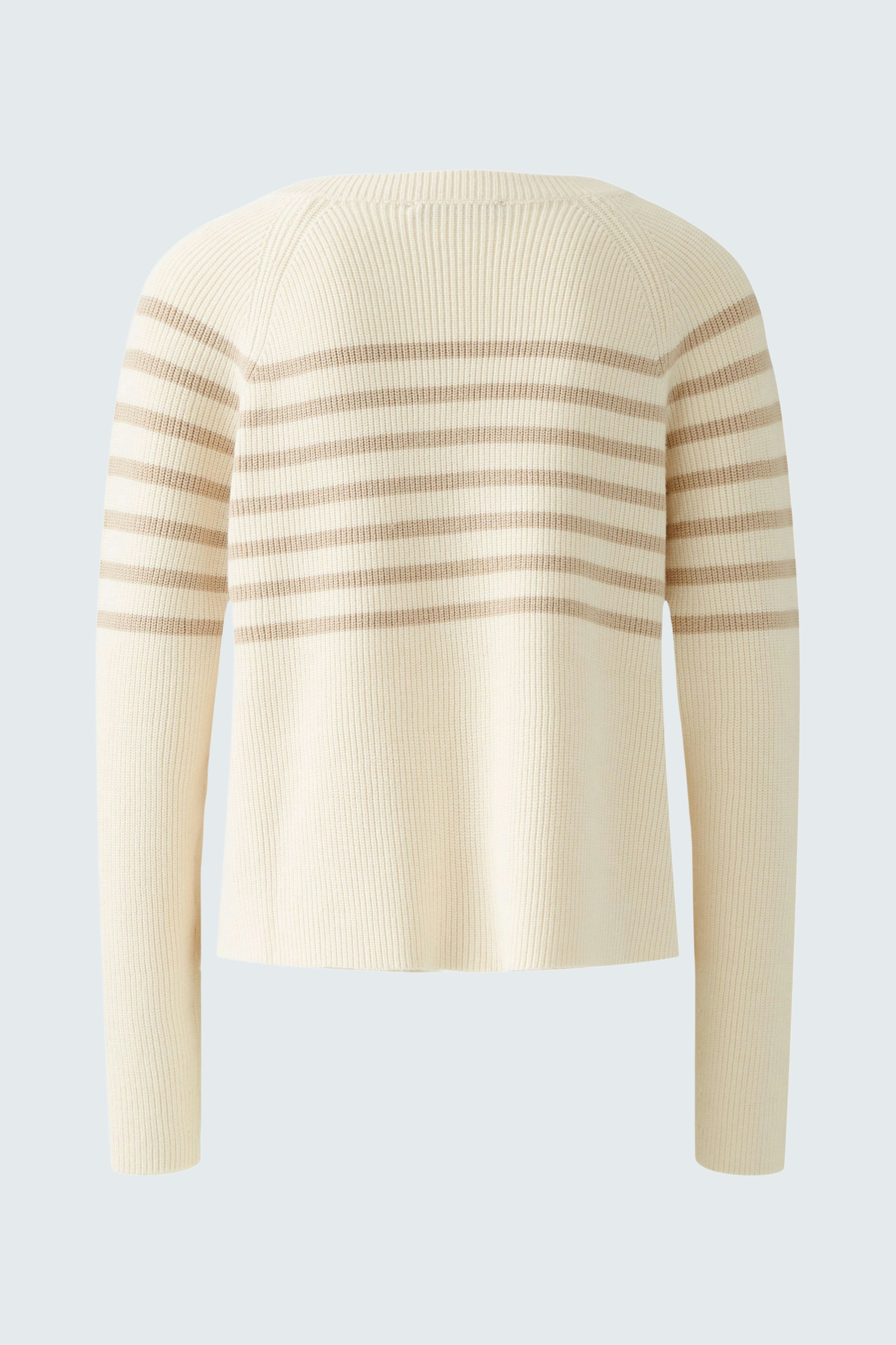 Beiger Damen-Pullover mit Streifen: Lässiger Schnitt und weicher Stoff für einen modernen Look.