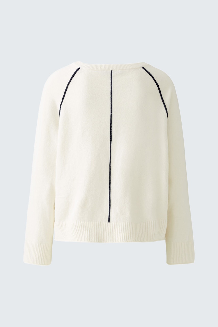 Eleganter Damen-Pullover in Creme mit kontrastierenden Nähten für einen modernen Look.