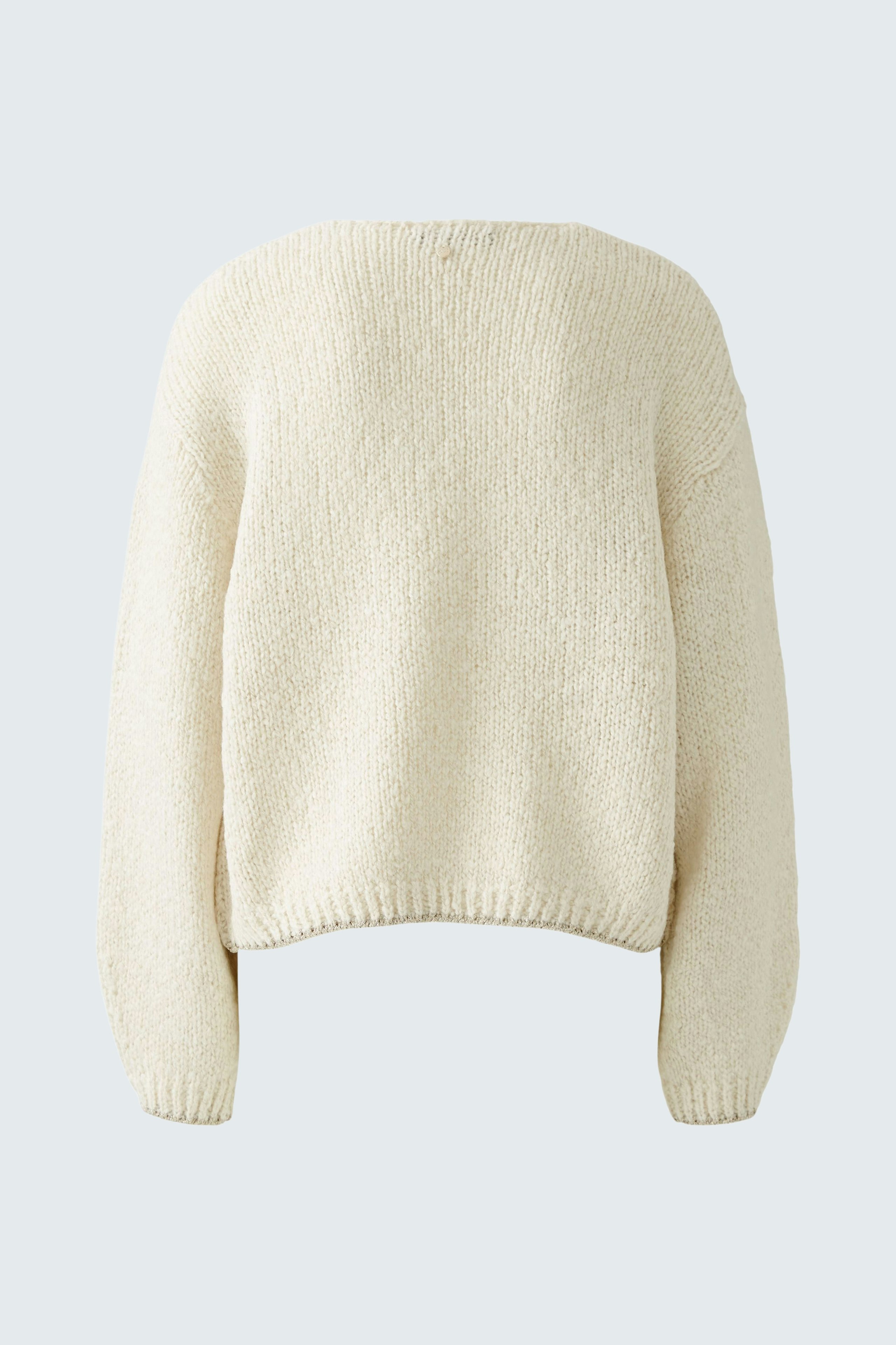 Bequeme Damen-Strickjacke in hellem Beige mit lässigem Schnitt und weichem Material.