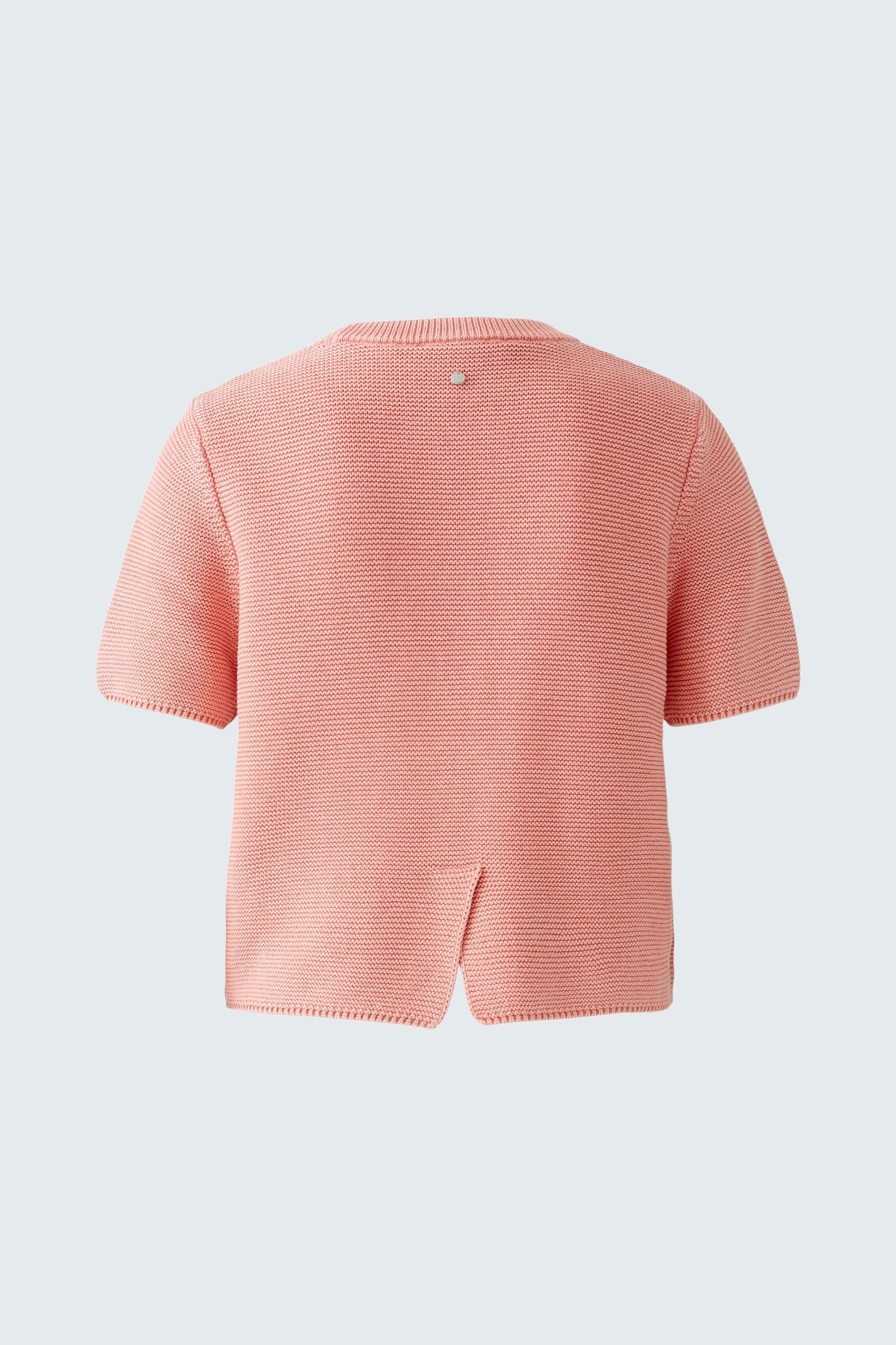 Rosa Damen-Pullover mit kurzen Ärmeln und Rückenschlitz, ideal für lässige Anlässe.