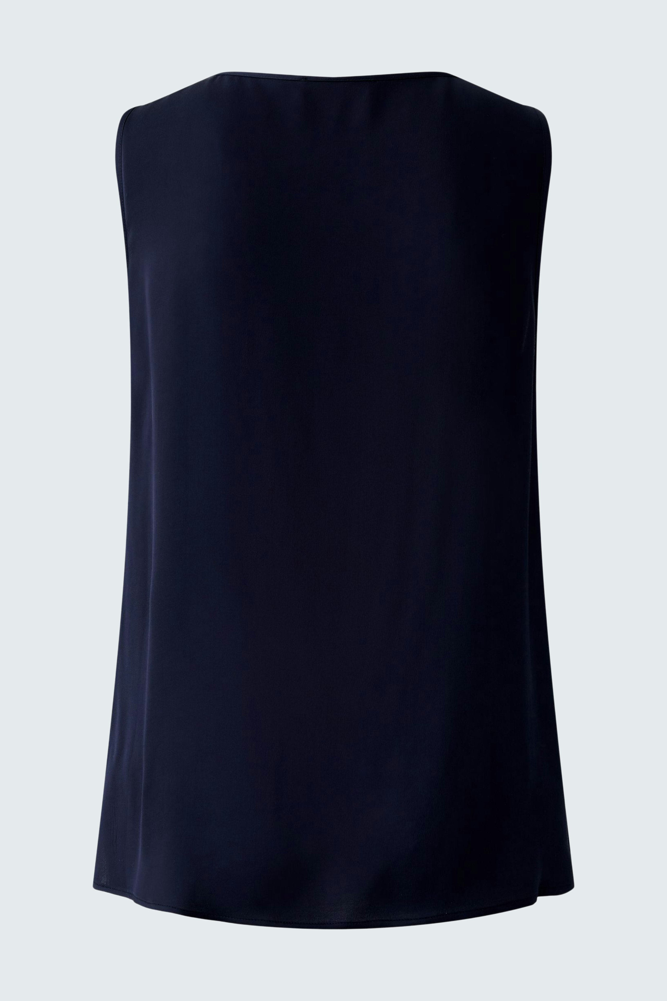 Elegante Damen-Bluse: Schlichte, ärmellose Bluse in Dunkelblau, ideal für vielseitige Outfits.