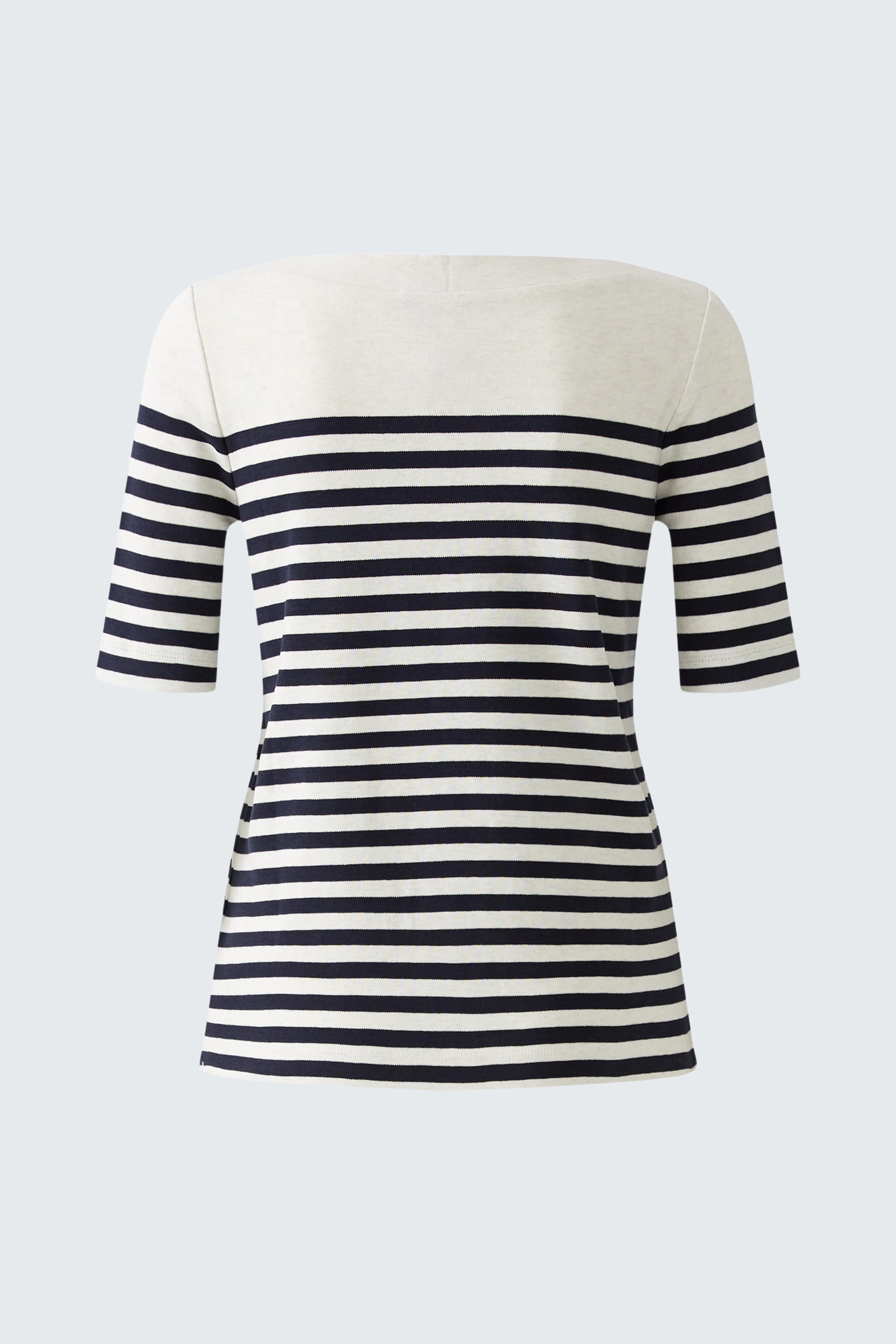 Damen Langarmshirt: Gestreiftes Shirt in Blau und Weiß, lässig und vielseitig kombinierbar.