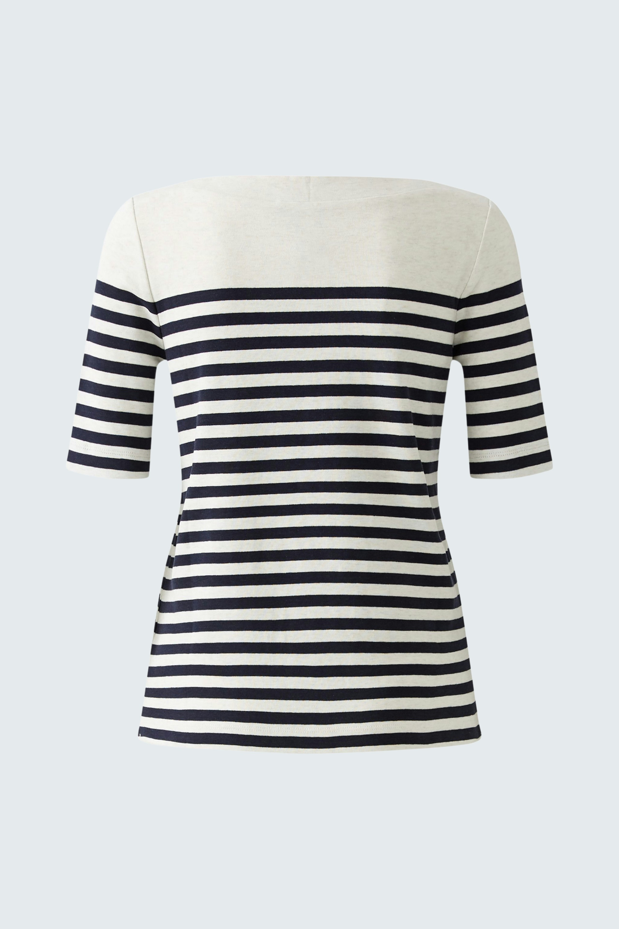 Damen Langarmshirt: Gestreiftes Shirt in Blau und Weiß, lässig und vielseitig kombinierbar.