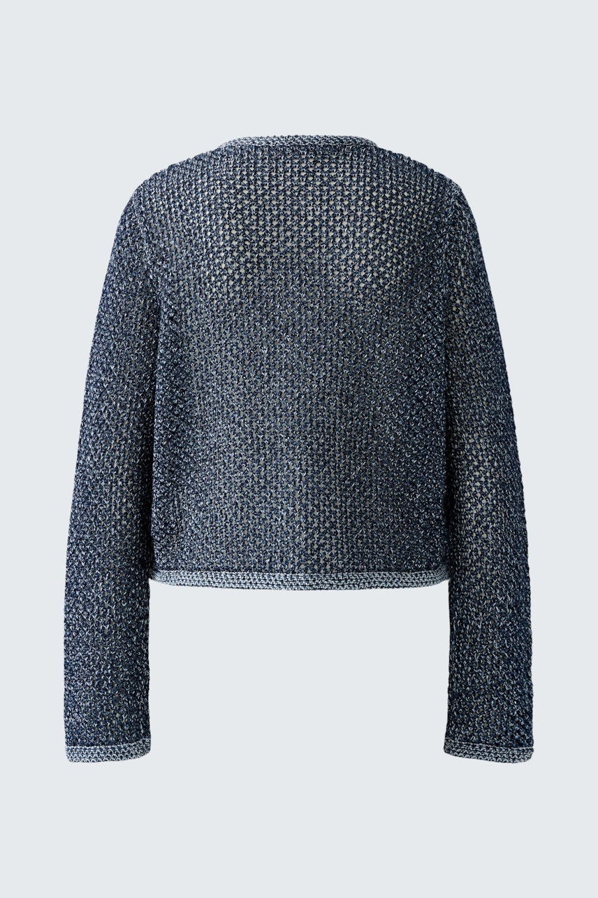 Stylish women's cardigan: A cropped, open-knit design in navy, perfect for layering.