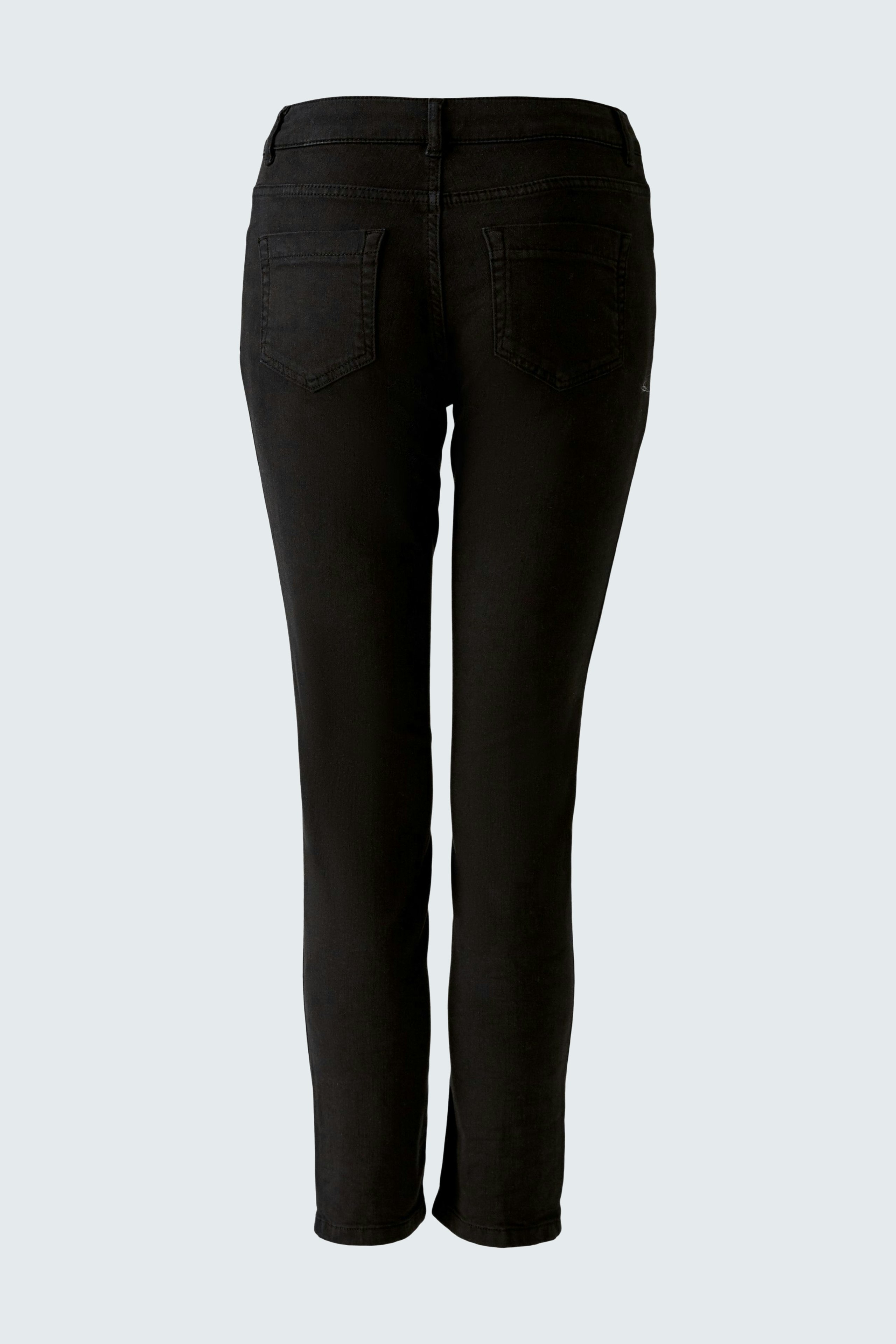 Stylish women's jeggings: Black, form-fitting design with a classic five-pocket style.
