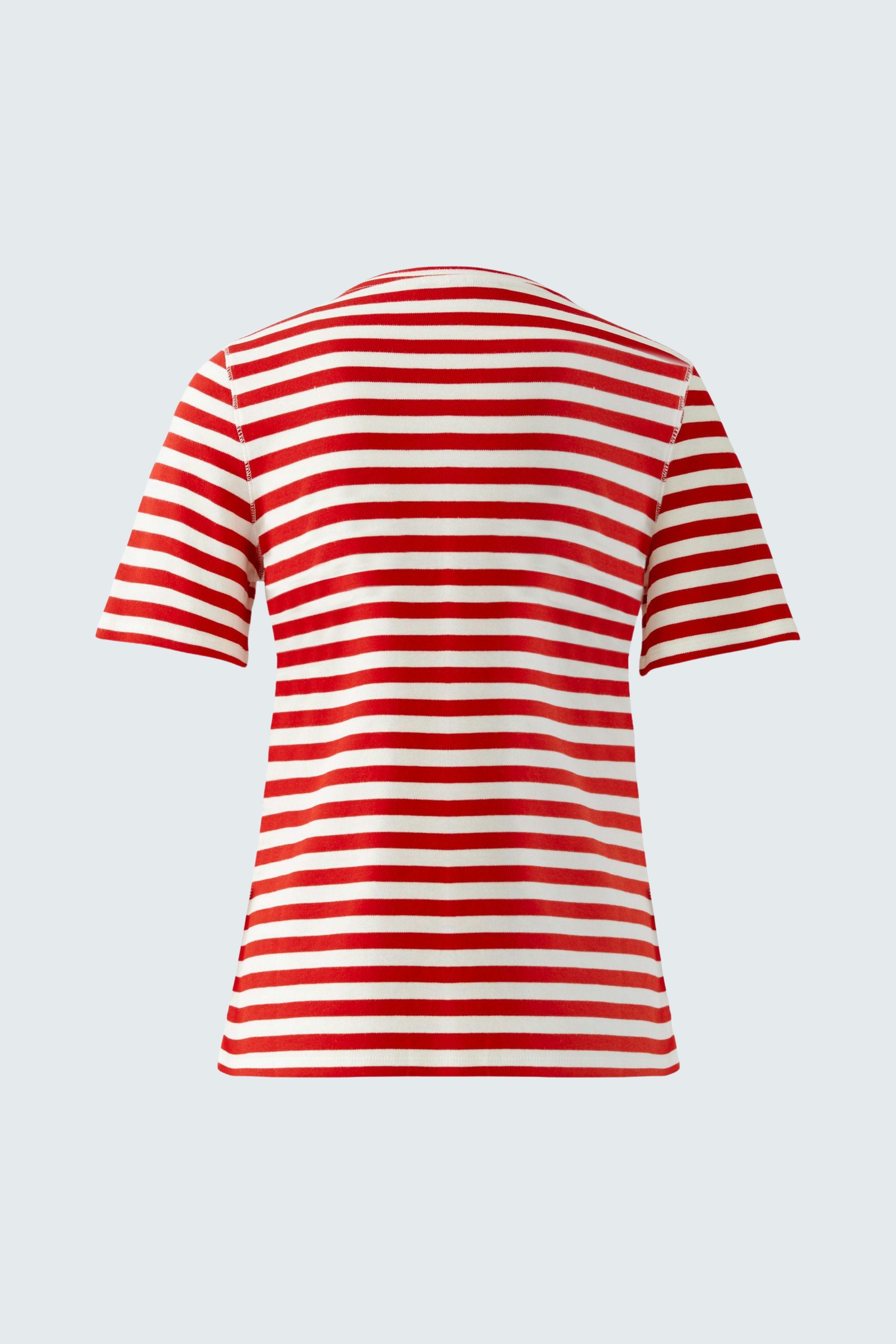 Stylish women's T-shirt: Red and white striped design, perfect for casual wear.