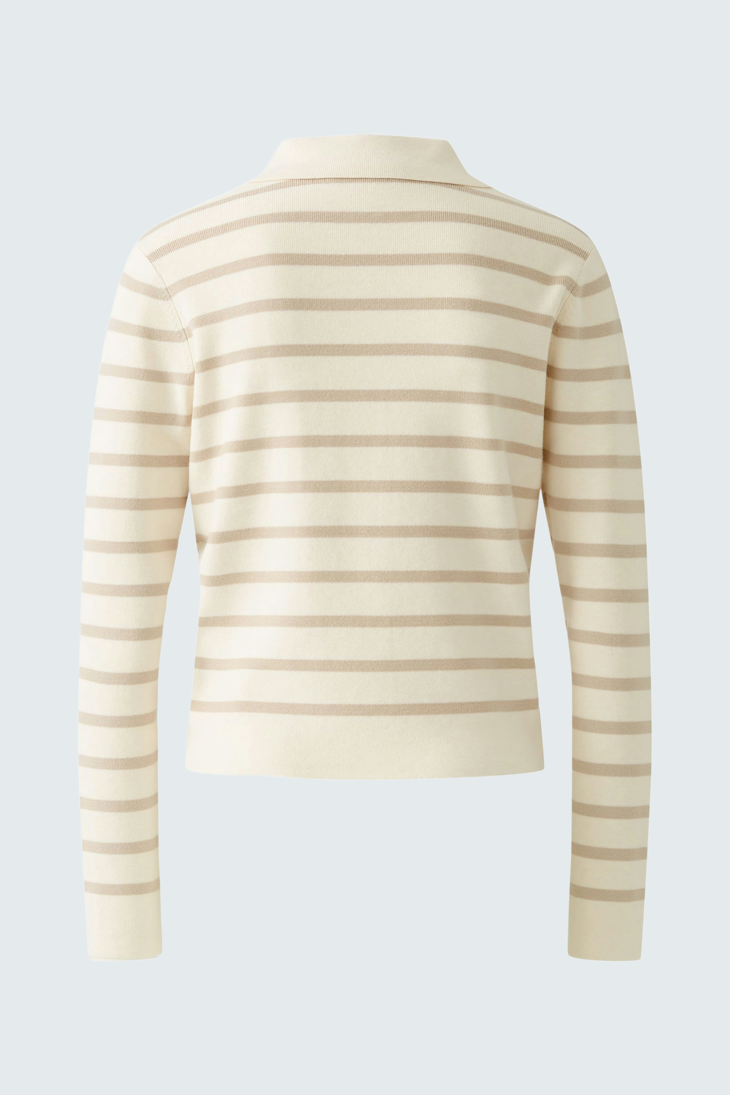 Stylish women's cardigan: A cream striped pullover with a modern fit, perfect for layering.