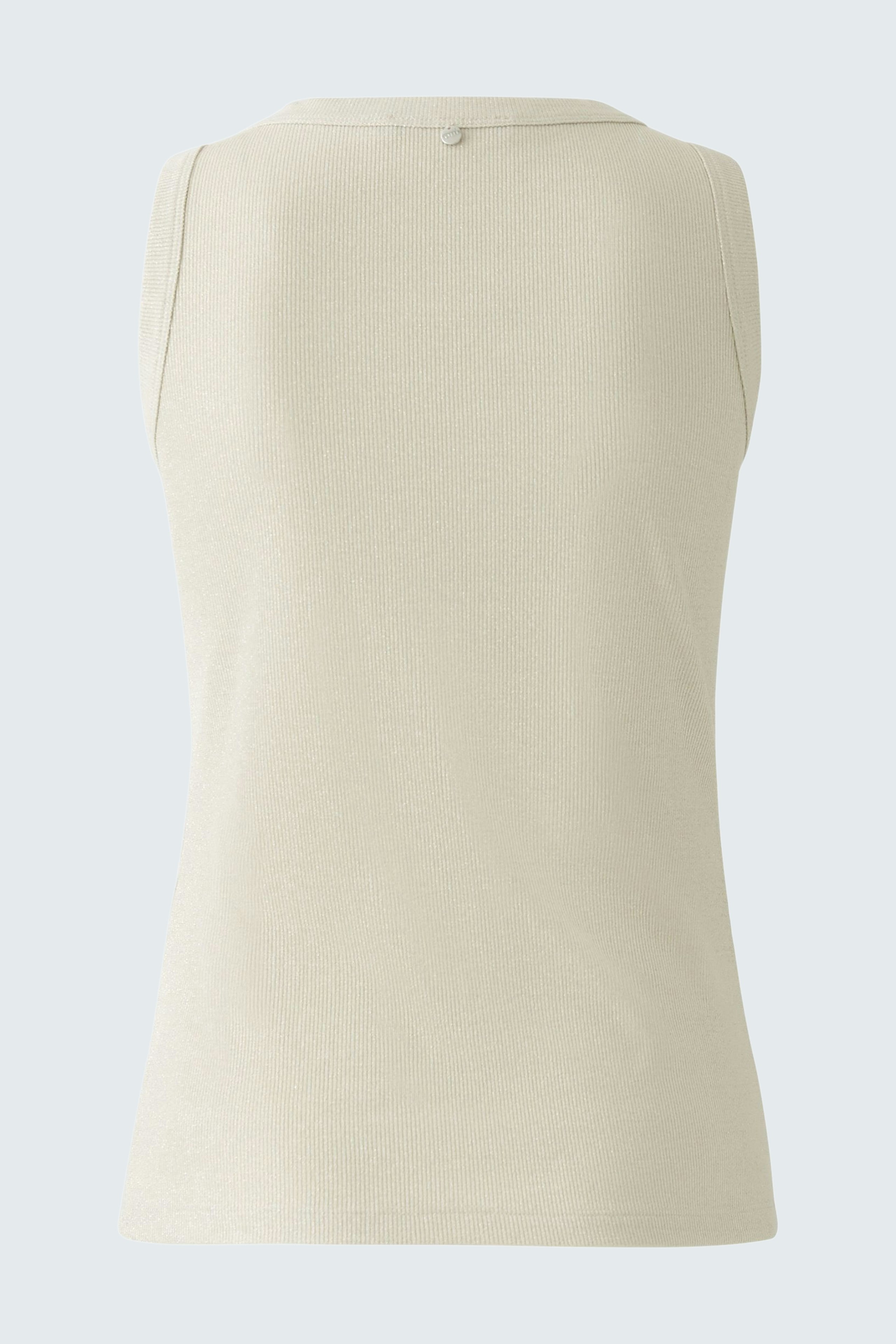 Elegant women's top: A light beige sleeveless top with a simple design, perfect for layering.