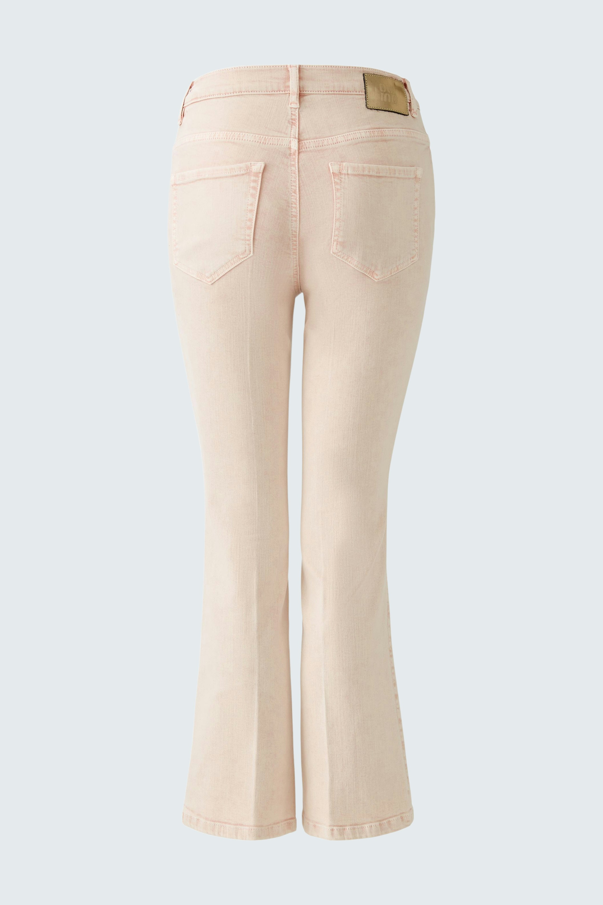 Stylish women's pants in soft pink with a flared cut, perfect for a chic look.