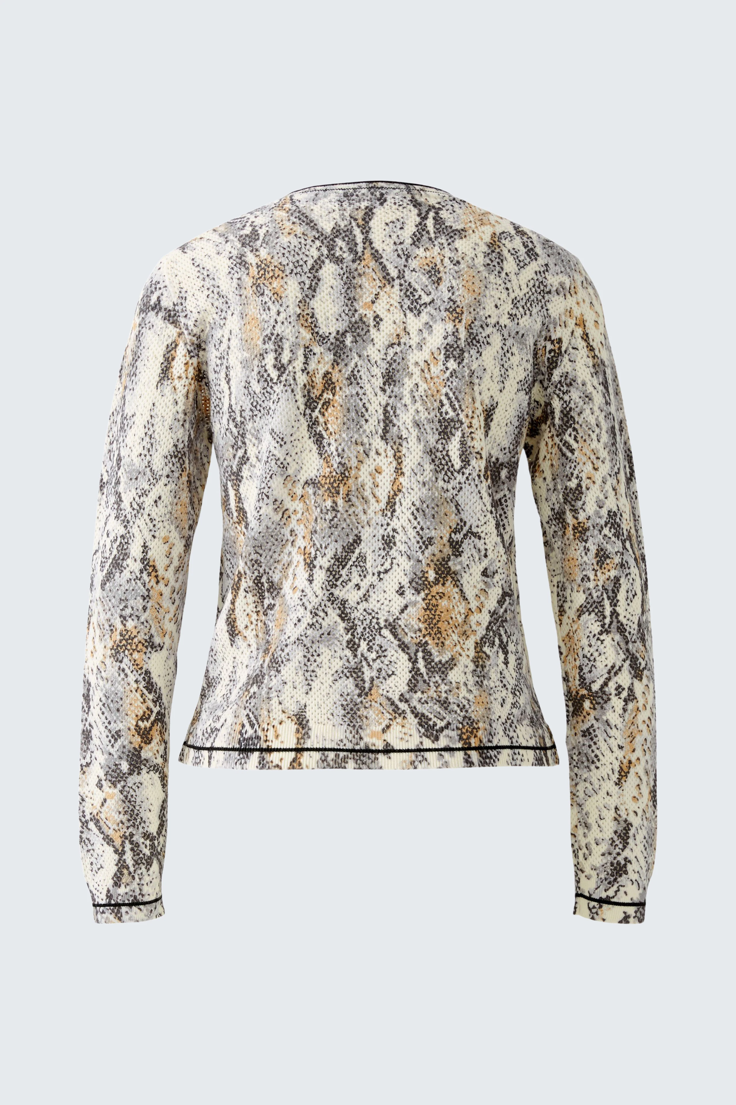 Stylische Damen-Strickjacke im Schlangenprint, ideal für lässige Outfits und besondere Anlässe.