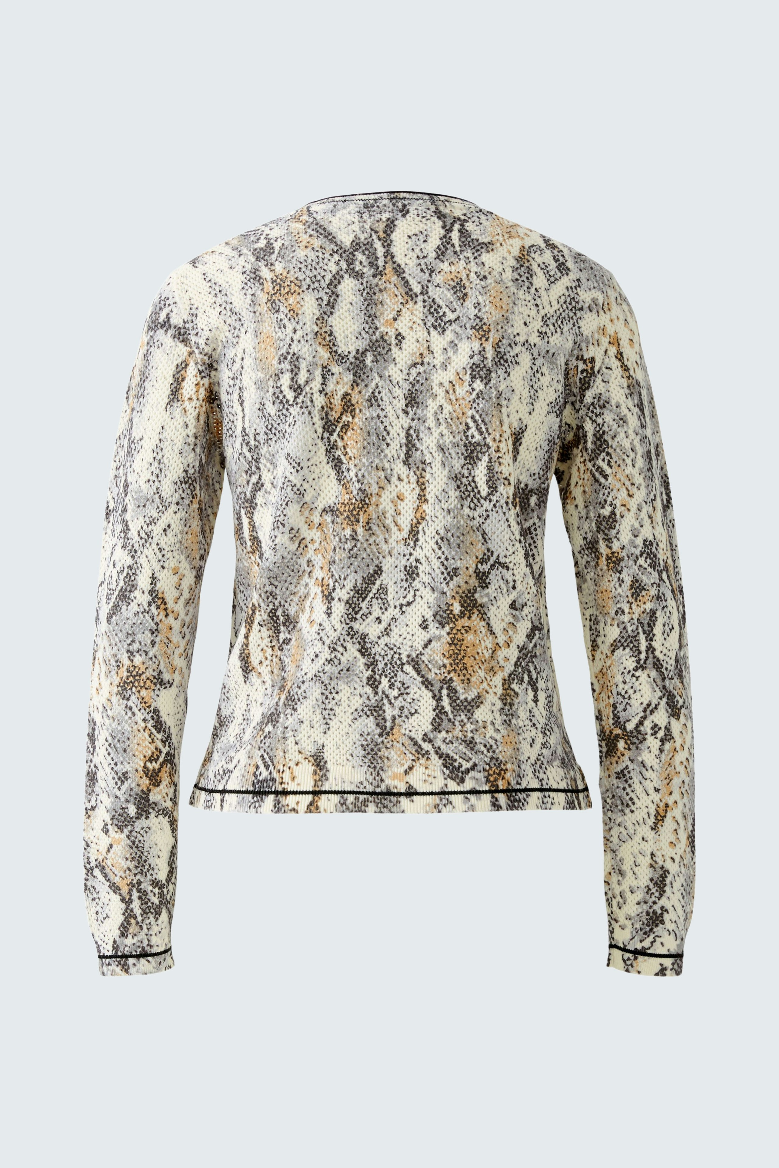 Stylische Damen-Strickjacke im Schlangenprint, ideal für lässige Outfits und besondere Anlässe.