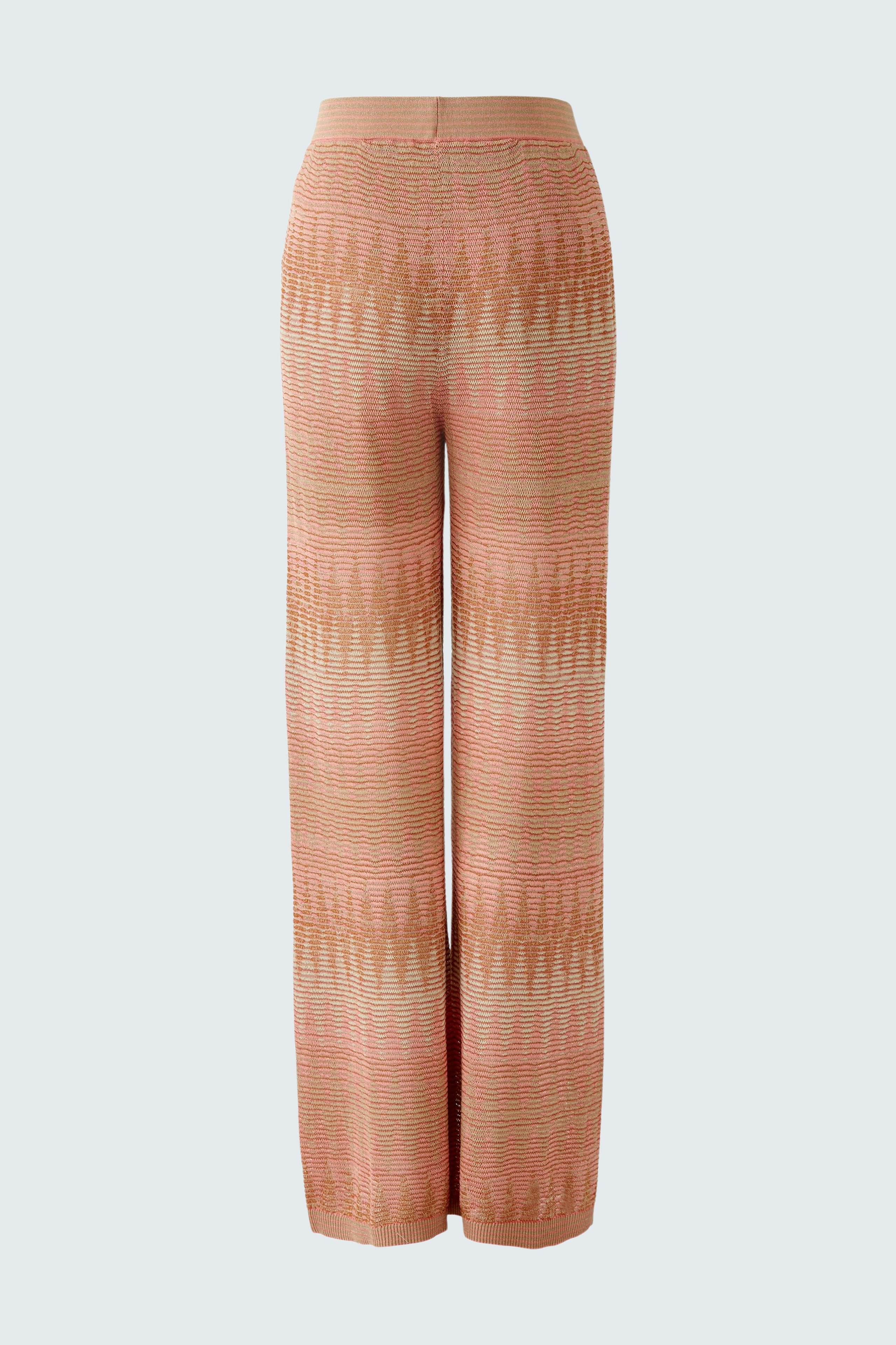 Moderne Damen-Strickhose in sanften Farben mit weitem Bein und lässigem Schnitt.