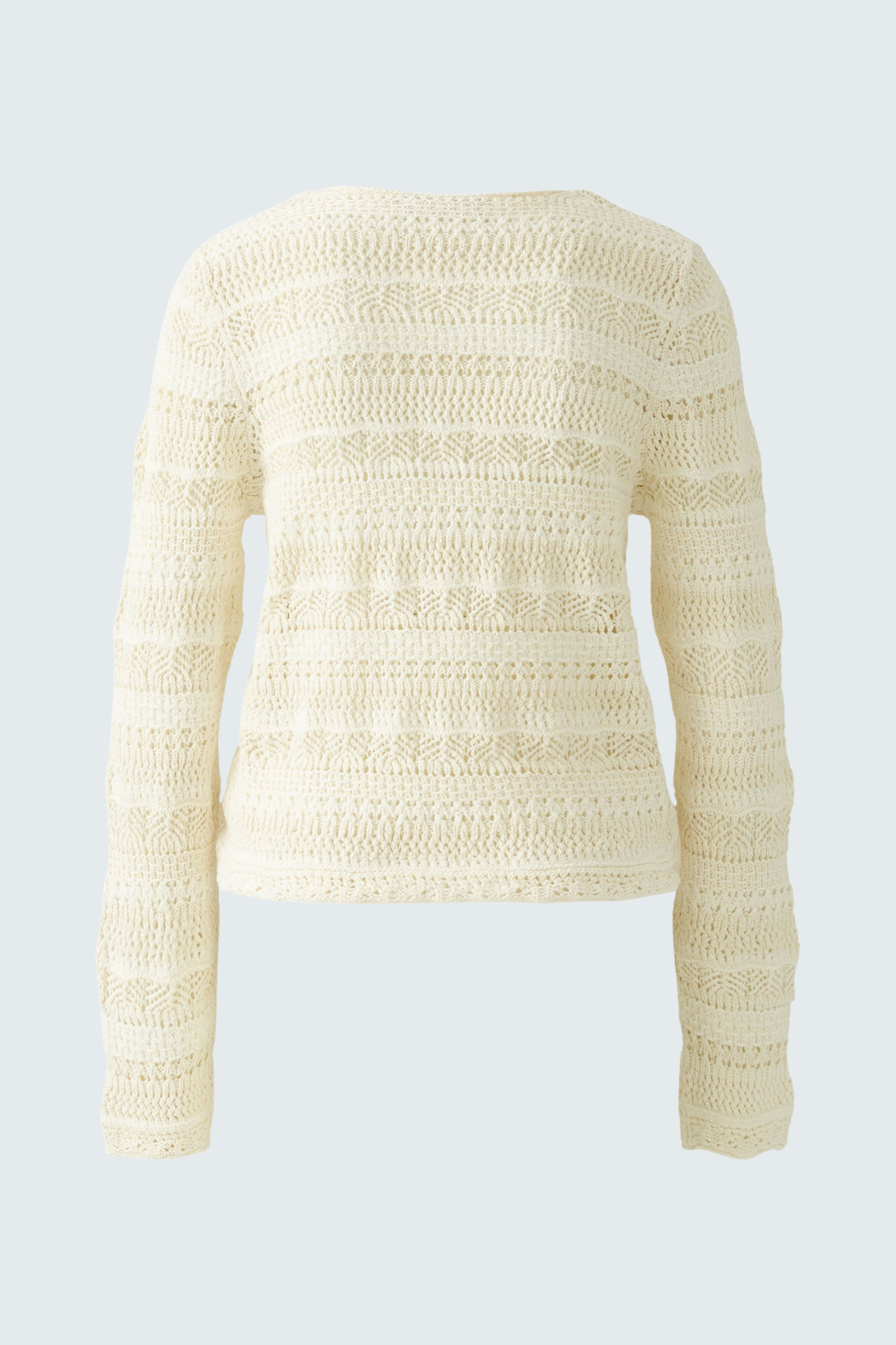 Heller Damen-Pullover: Weicher, gestrickter Pullover in Creme mit strukturiertem Design.