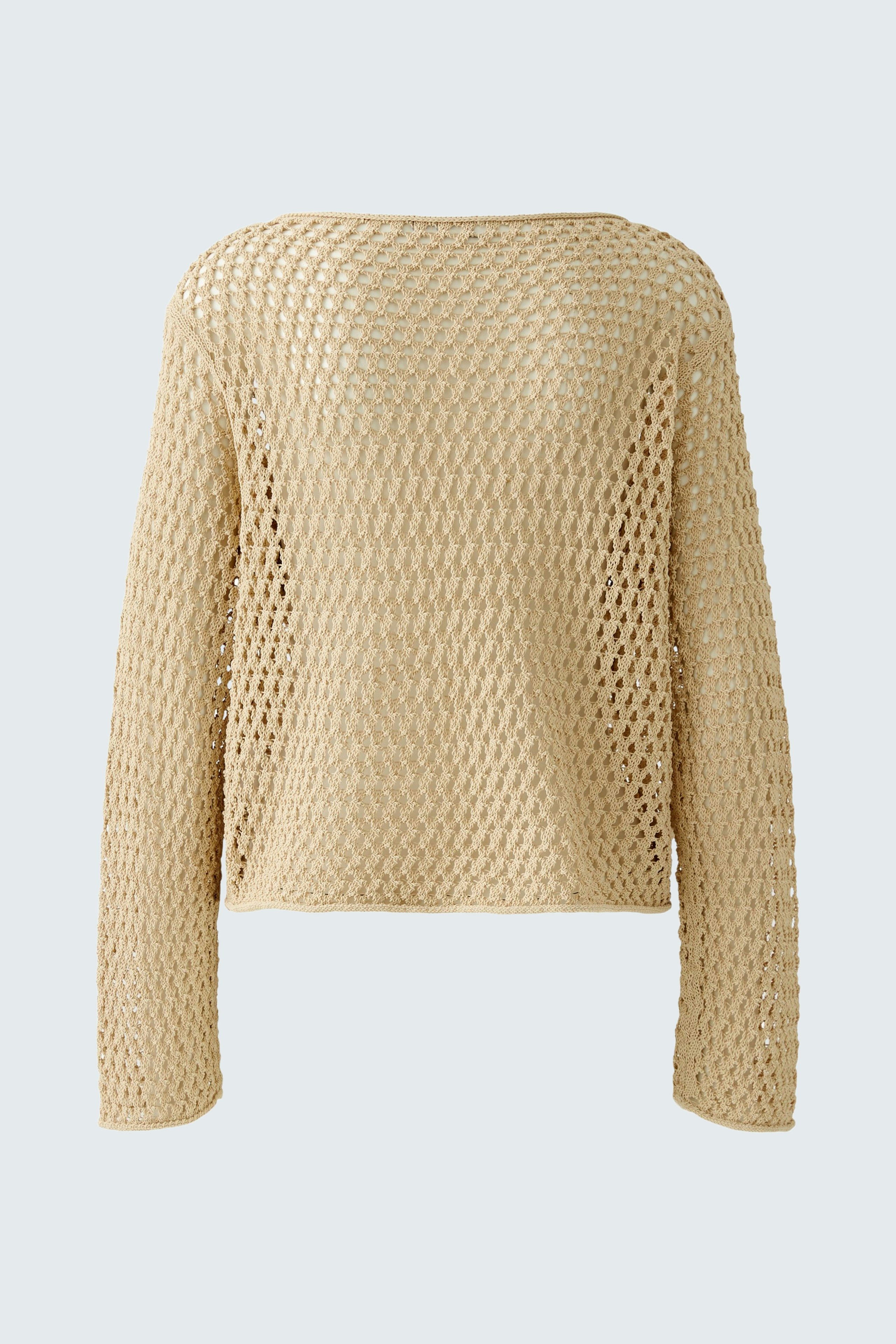 Beiger Damen-Pullover mit lockerer Maschenstruktur, ideal für lässige Looks und warme Tage.