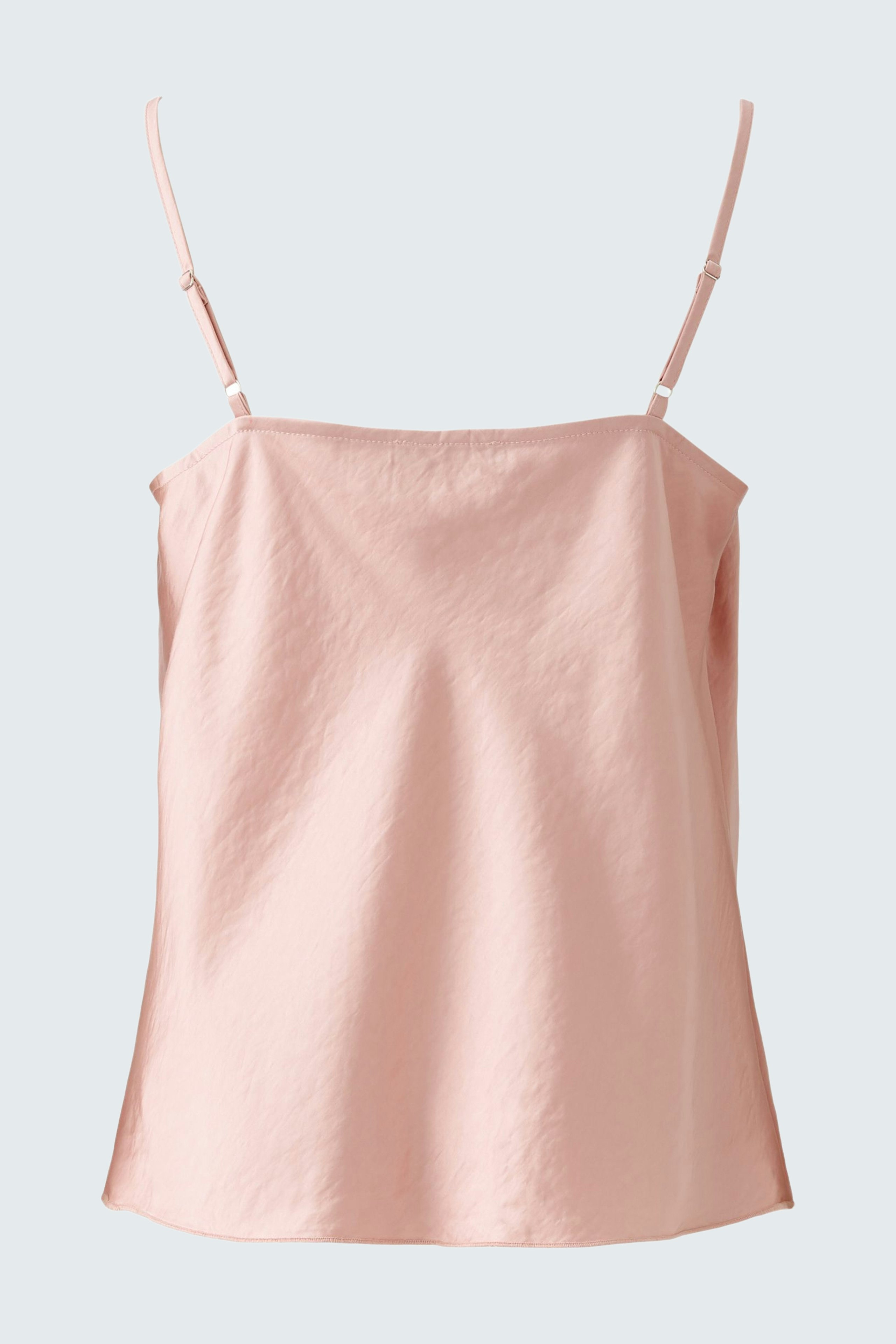Elegantes Damen-Top in zartem Rosa mit schmalen Trägern, ideal für warme Tage.