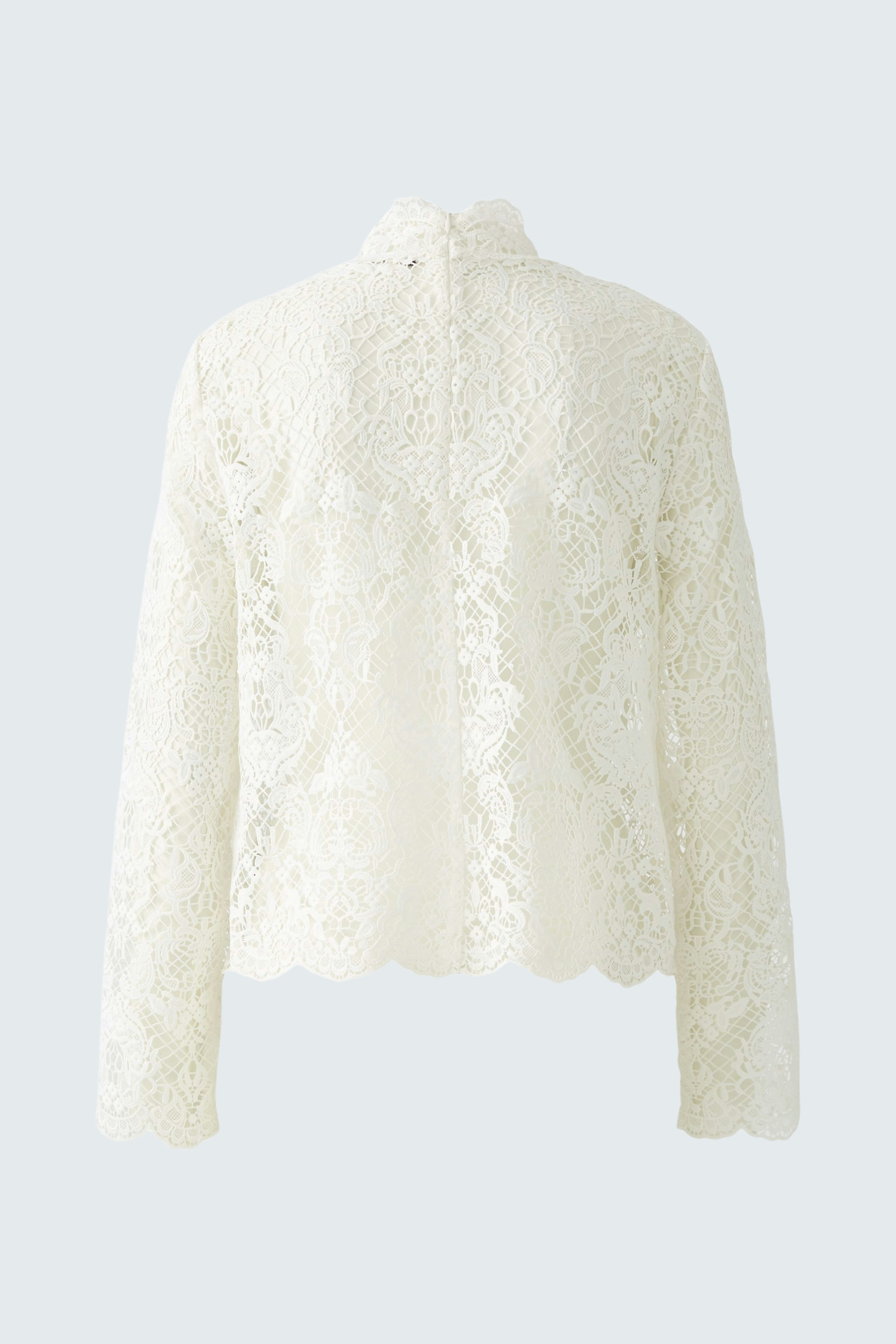 Elegant women's blouse: A delicate white lace design with a high collar, perfect for stylish occasions.