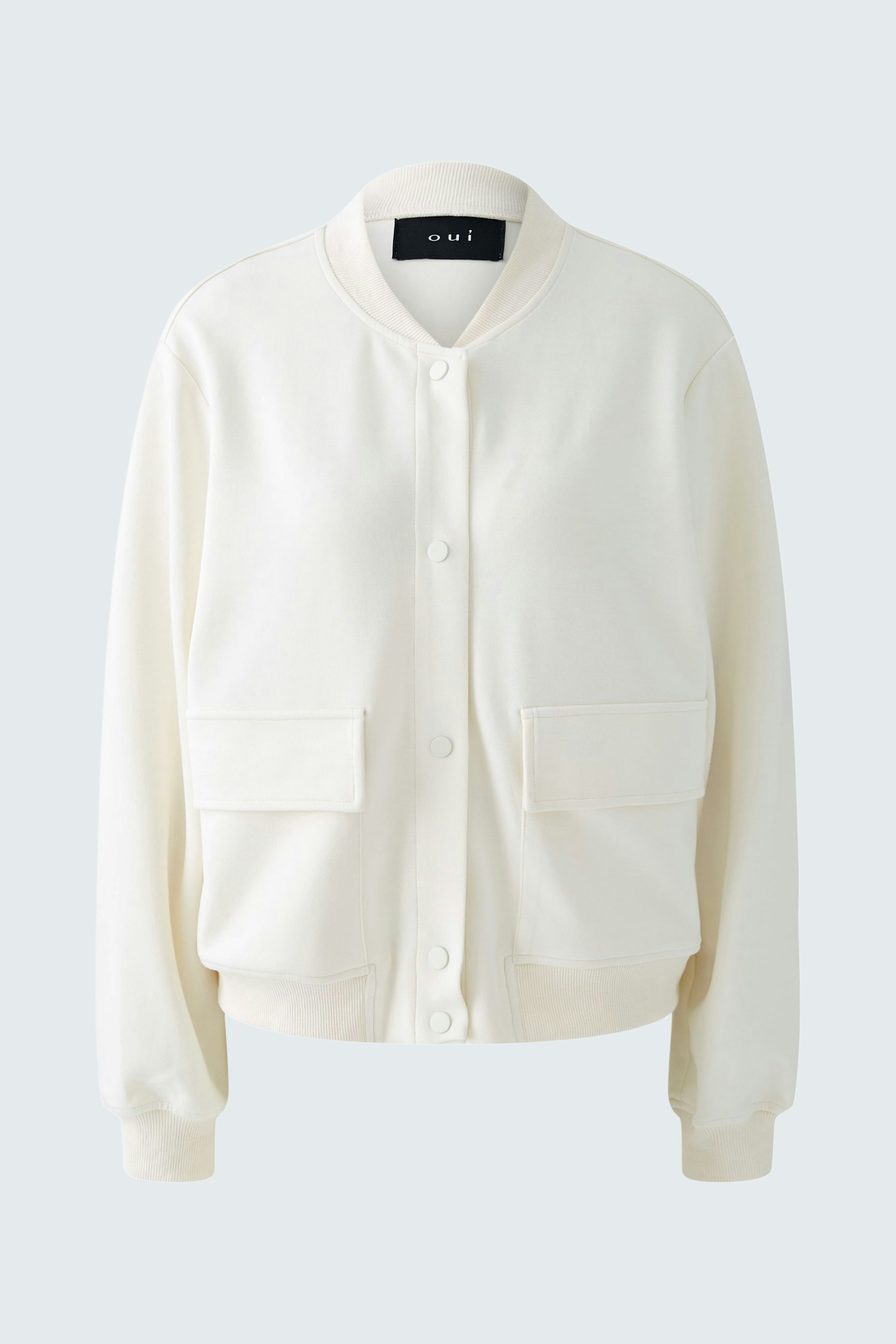 Eleganter Blouson für Damen in Cremefarbe mit praktischen Taschen und sportlichem Schnitt.