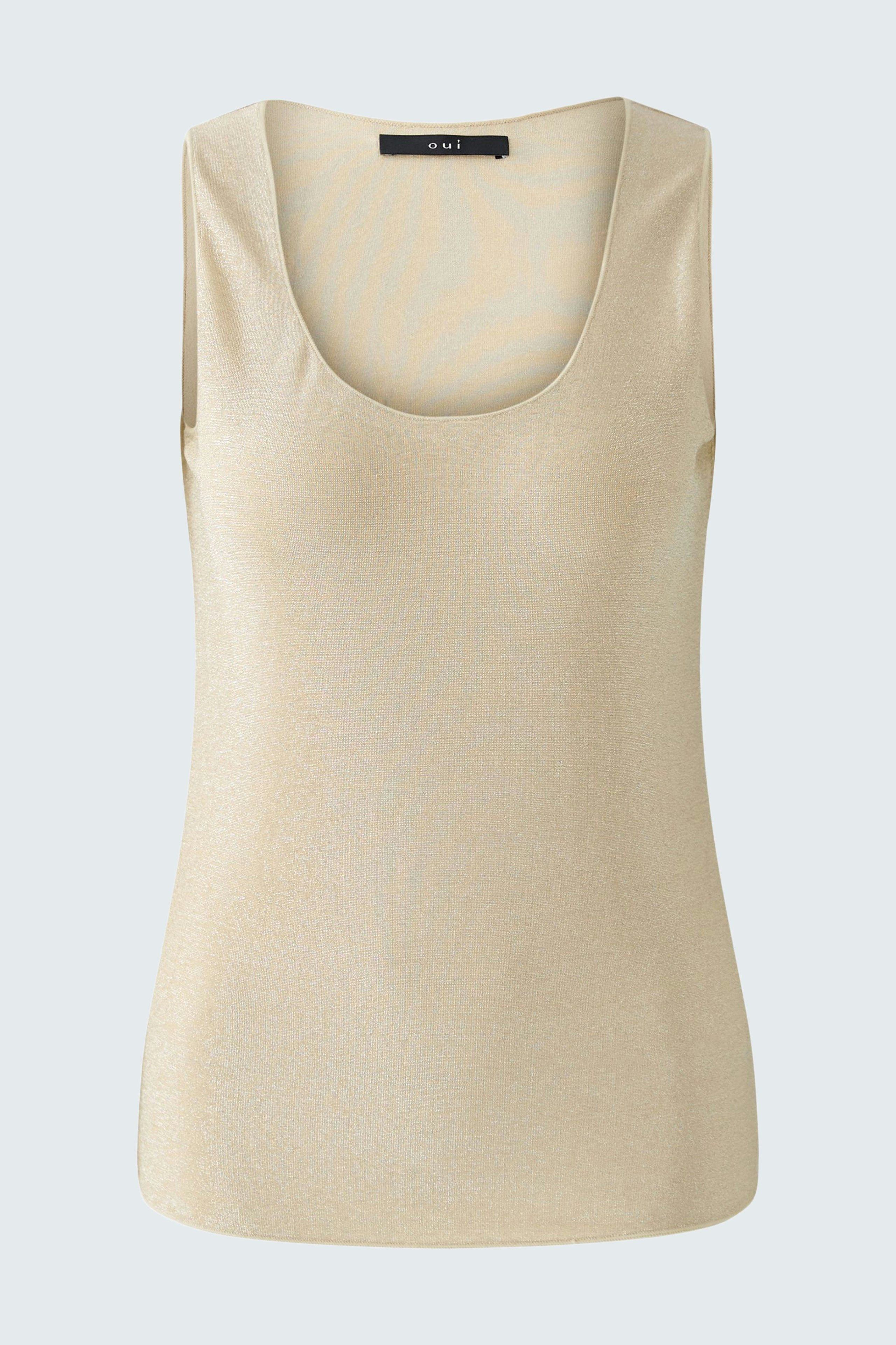 Beige Damen-Tank Top: Schlichte, ärmellose Bluse mit Rundhalsausschnitt für einen eleganten Look.