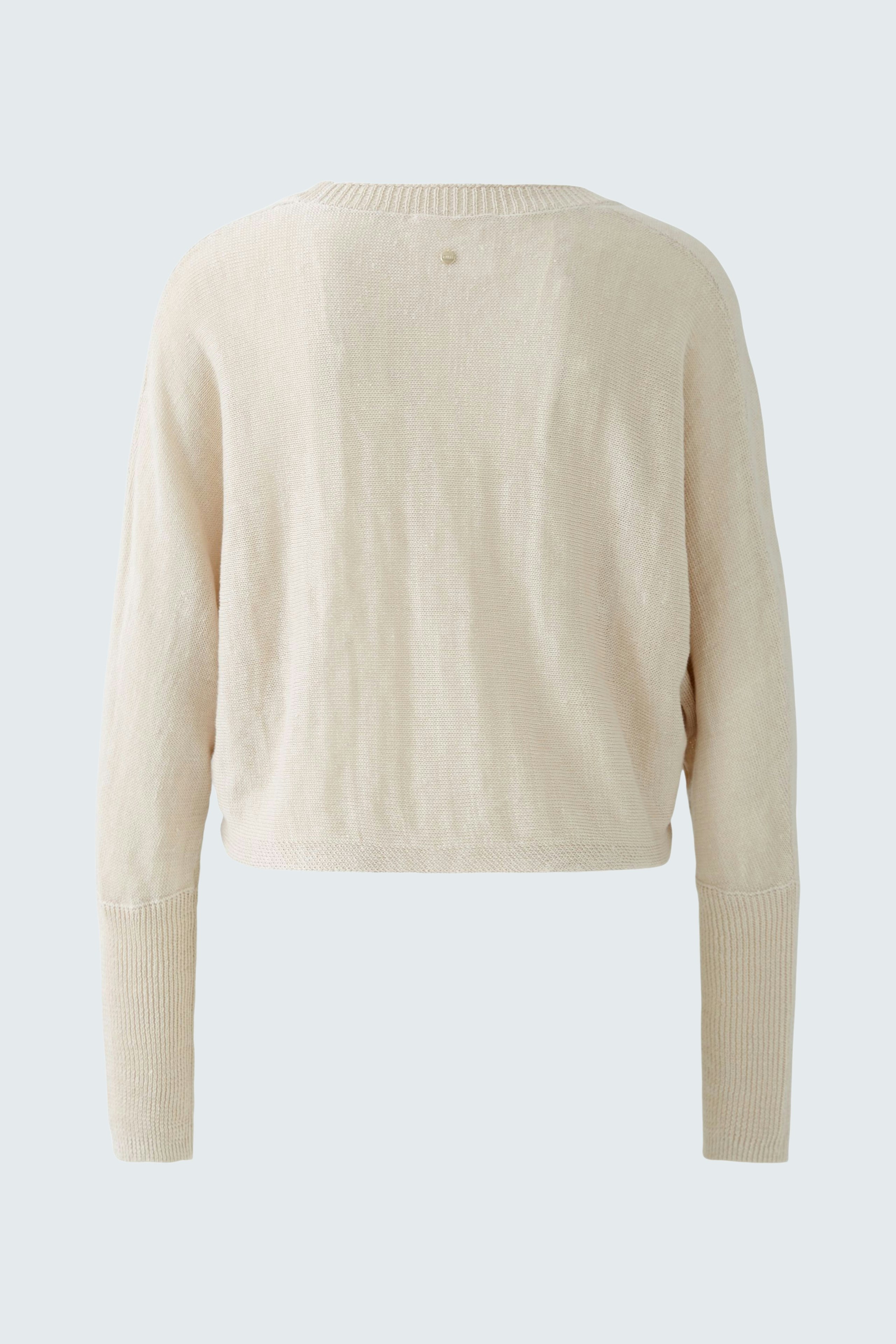 Cozy women's cardigan in soft beige, featuring a relaxed fit and elegant back detail.