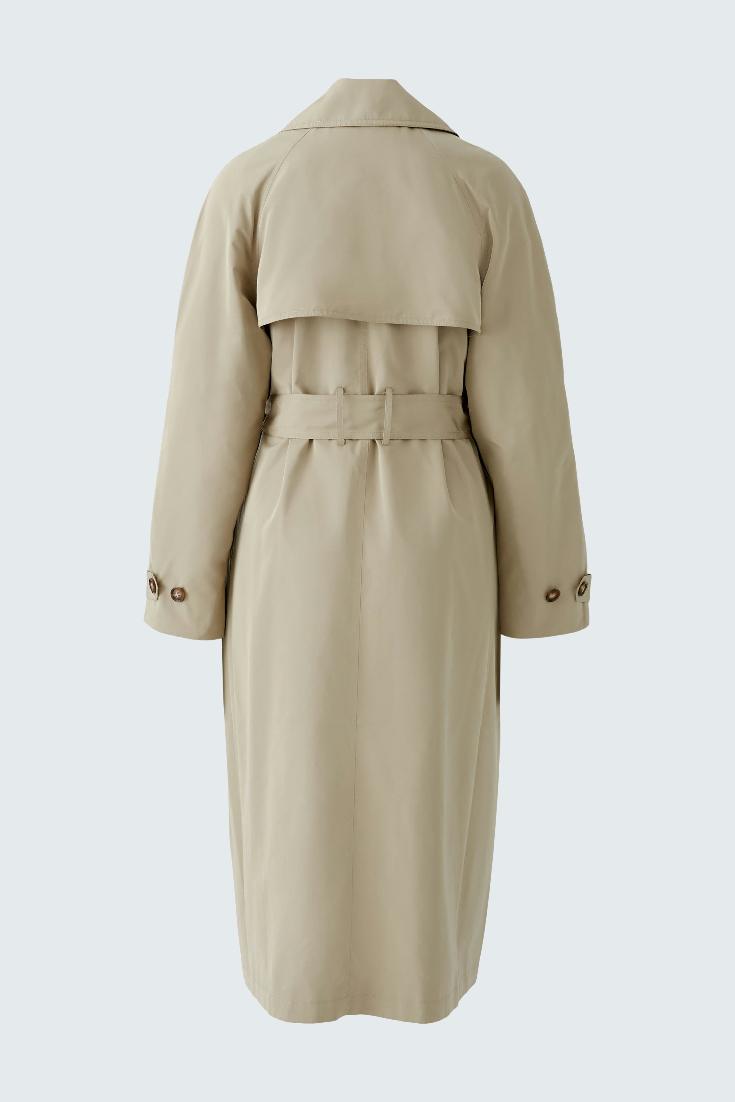 Stylish women's trench coat: Beige, belted design with a classic back vent for a timeless look.