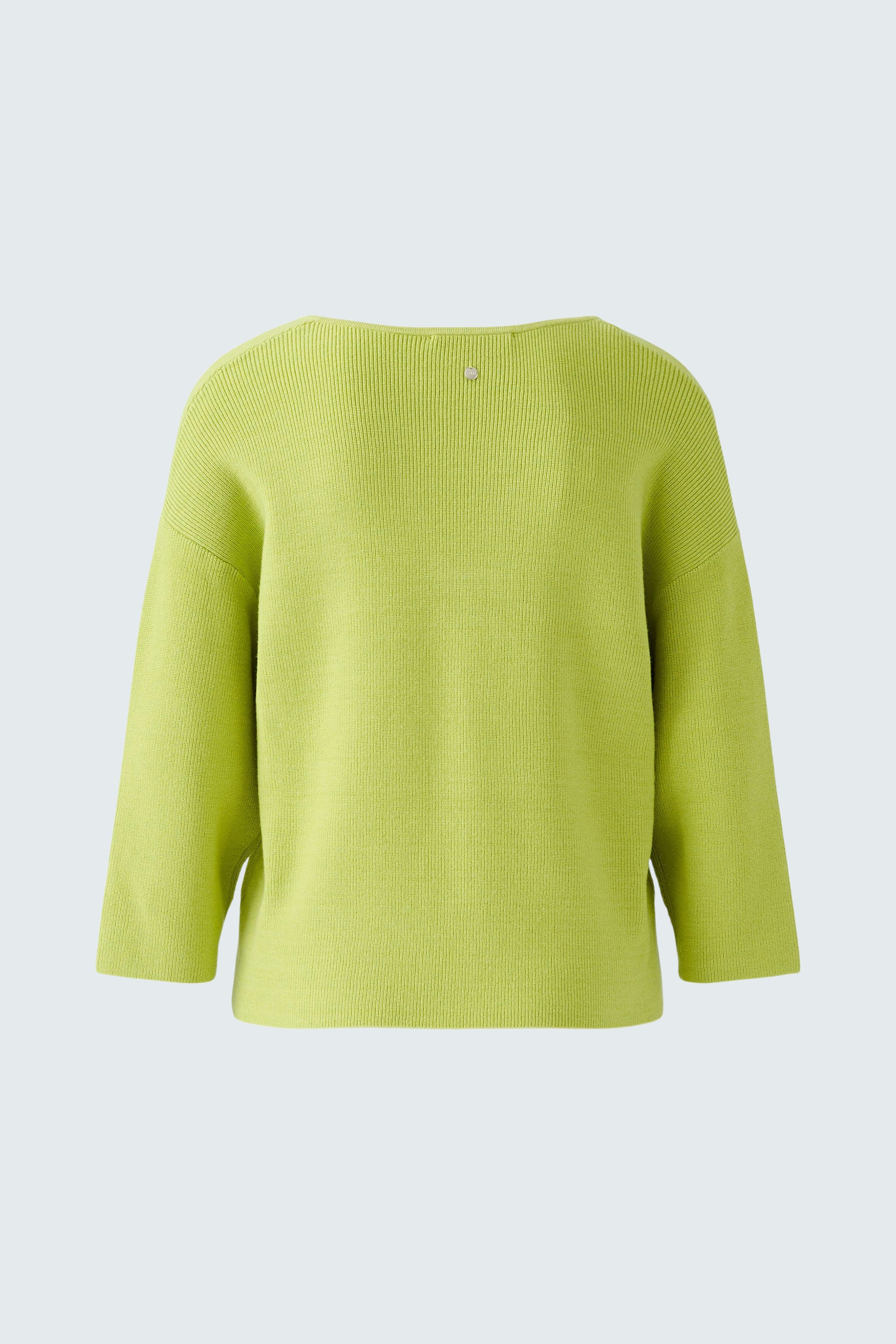 Damen-Pullover in frischem Grün, lässiger Schnitt mit Rundhalsausschnitt und 3/4-Ärmeln.