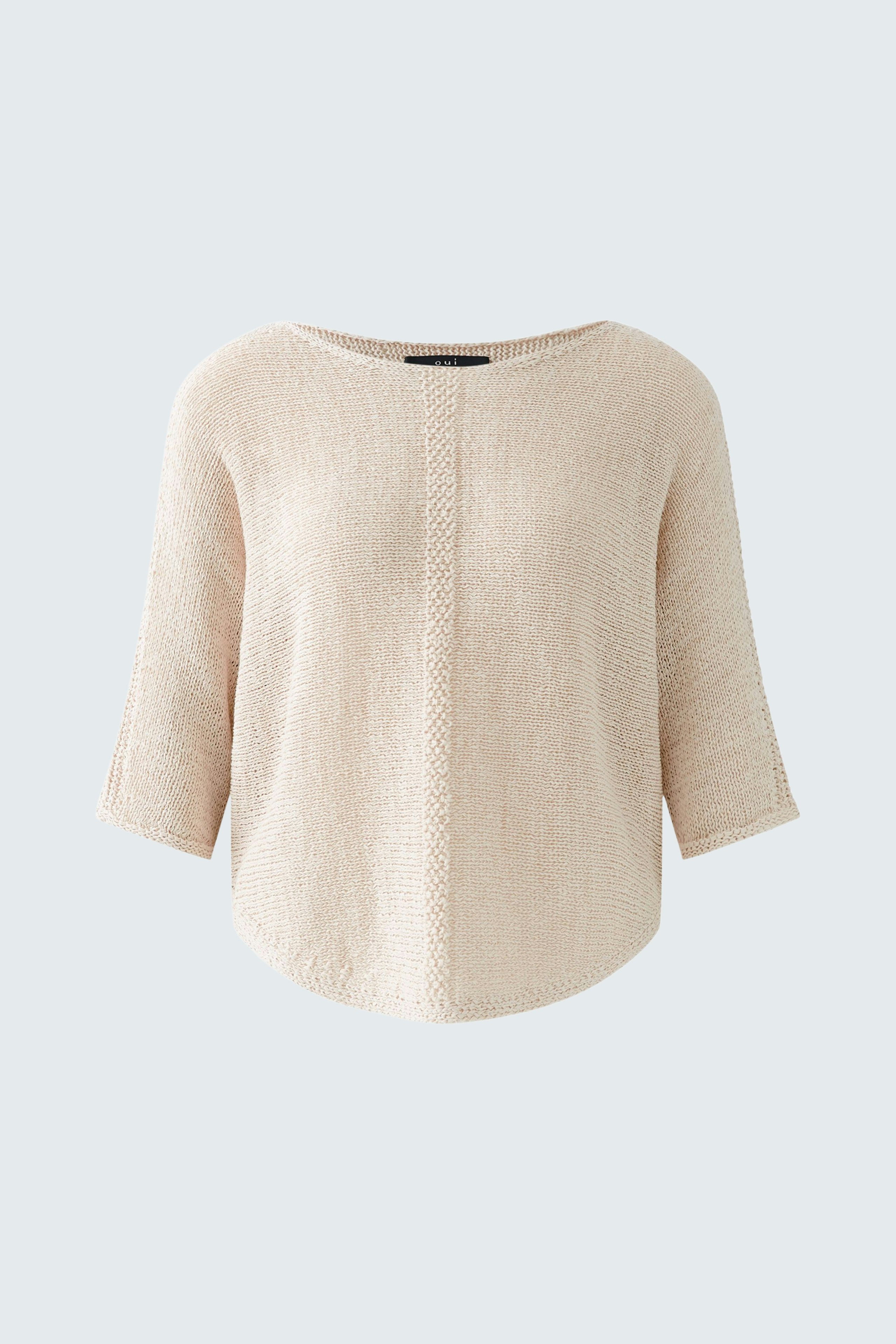 Eleganter Damen-Pullover in sanftem Beige mit lässigem Schnitt und 3/4-Ärmeln.