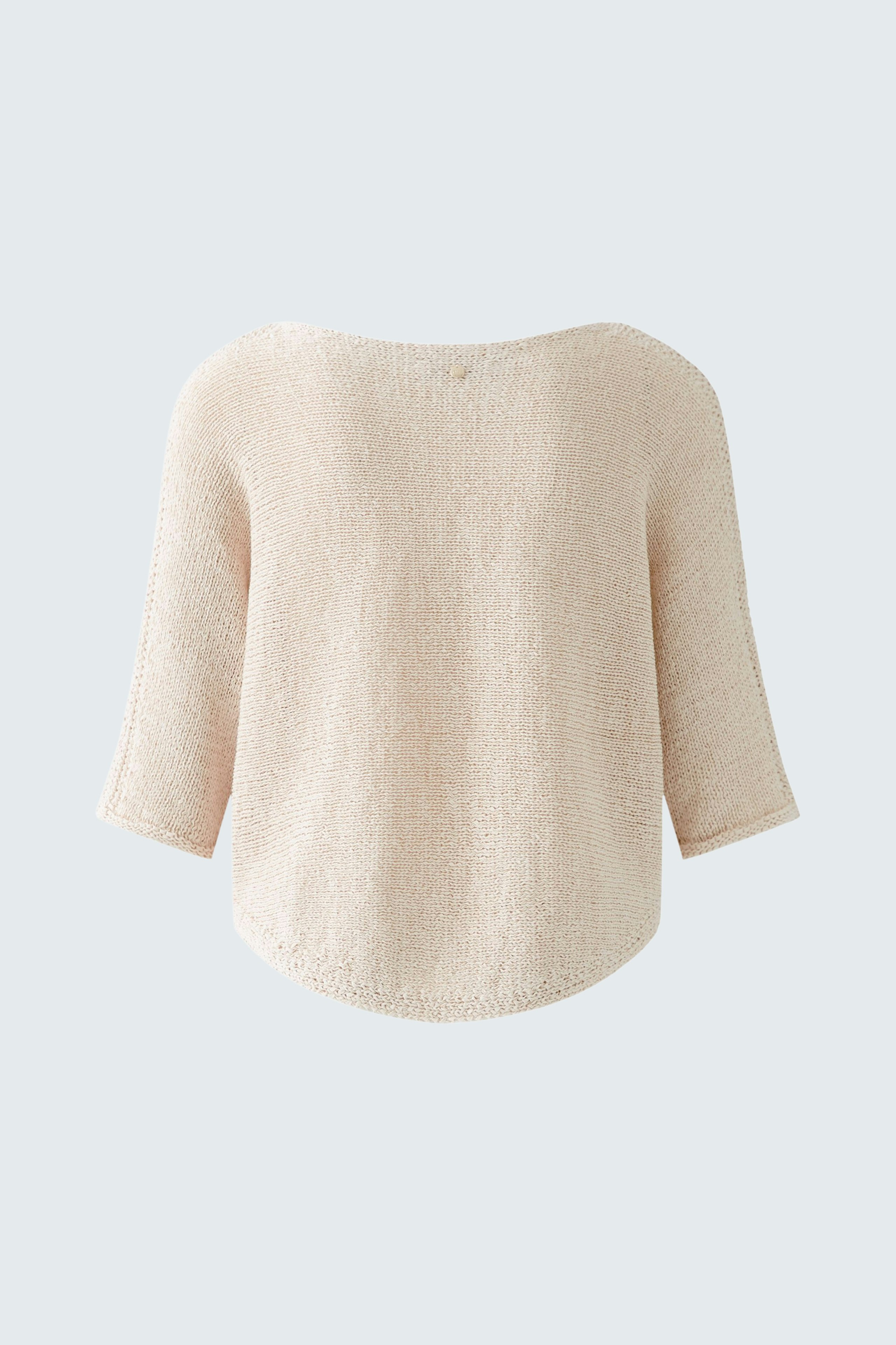 Eleganter Damen-Pullover in sanftem Beige mit weitem Schnitt und 3/4-Ärmeln für einen lässigen Look.