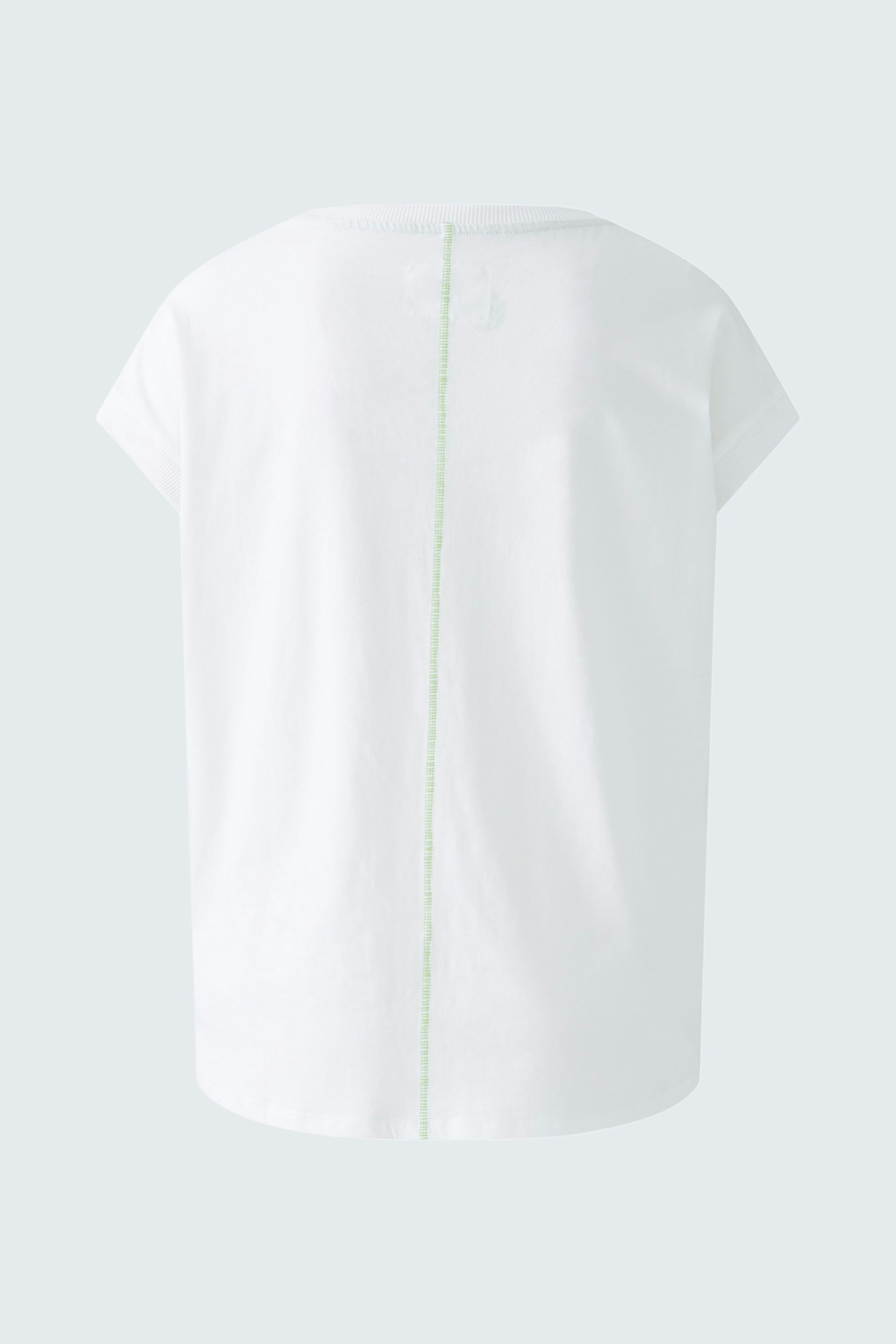 Stylish women's T-shirt: A white top with a unique back design, perfect for casual wear.